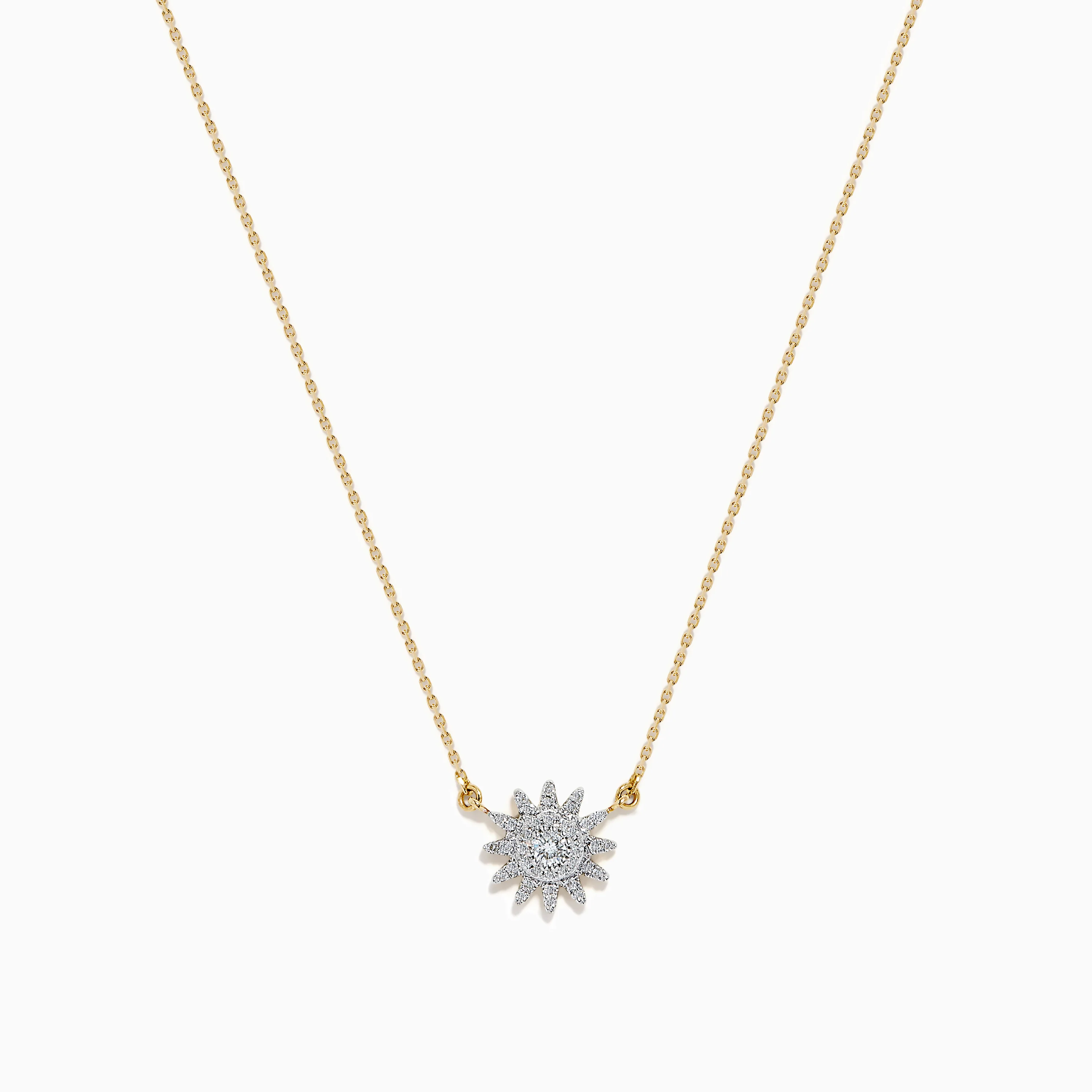 D'Oro 14K Yellow Gold Diamond Sunburst Collarbone Necklace