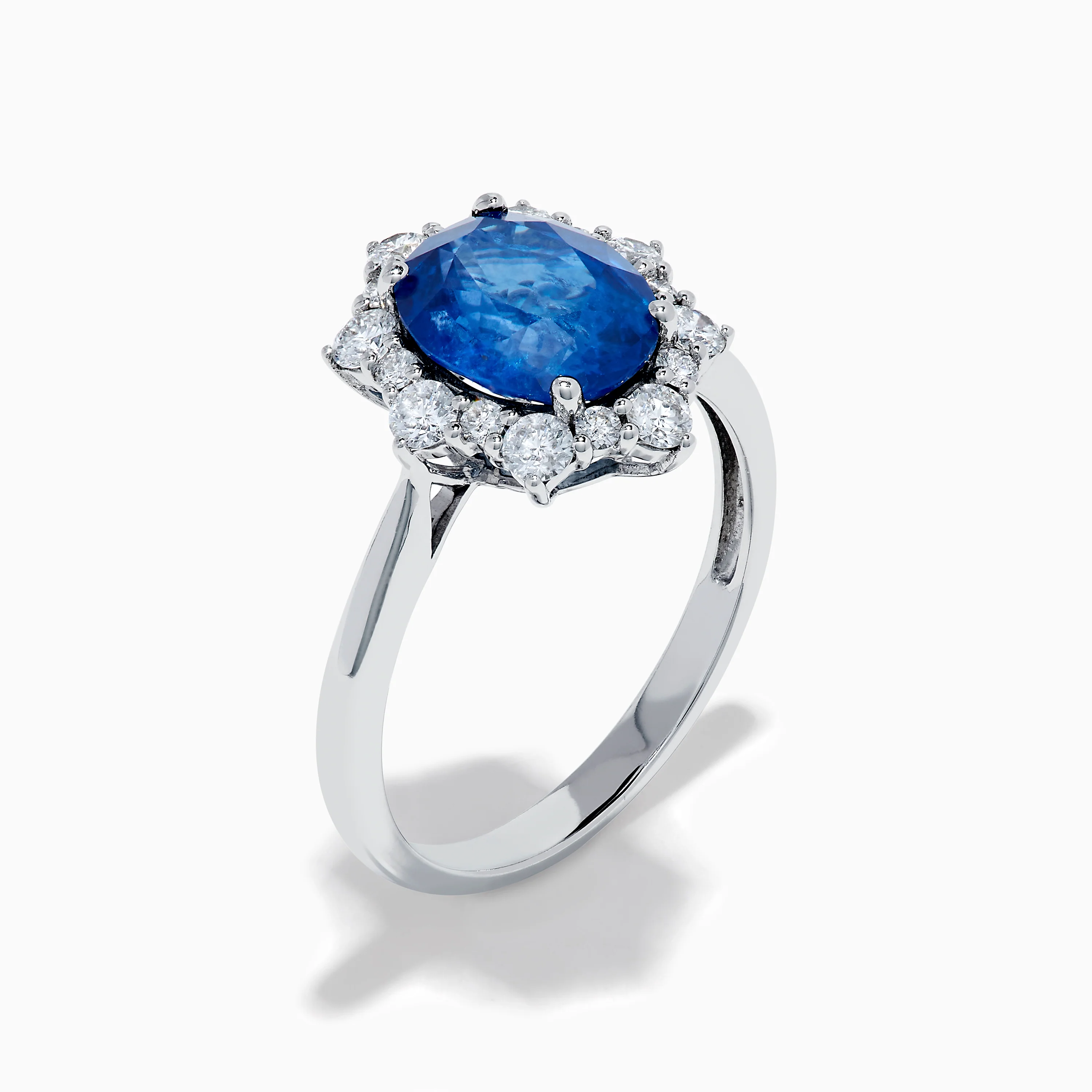 Effy Hematian 14K White Gold Blue Sapphire and Diamond Halo Ring - Image 4