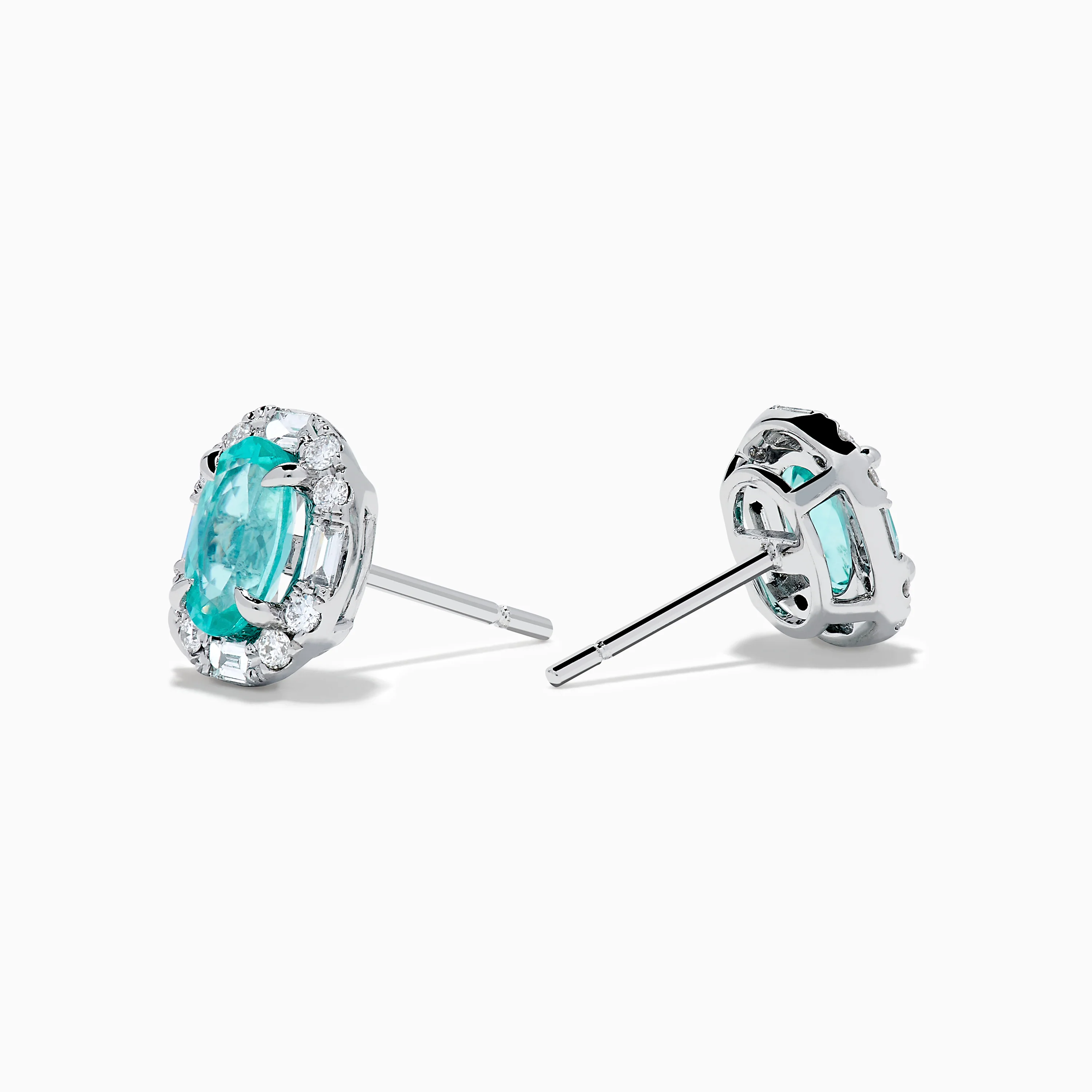 Effy Hematian 14K White Gold Paraiba and Diamond Halo Stud Earrings - Image 2