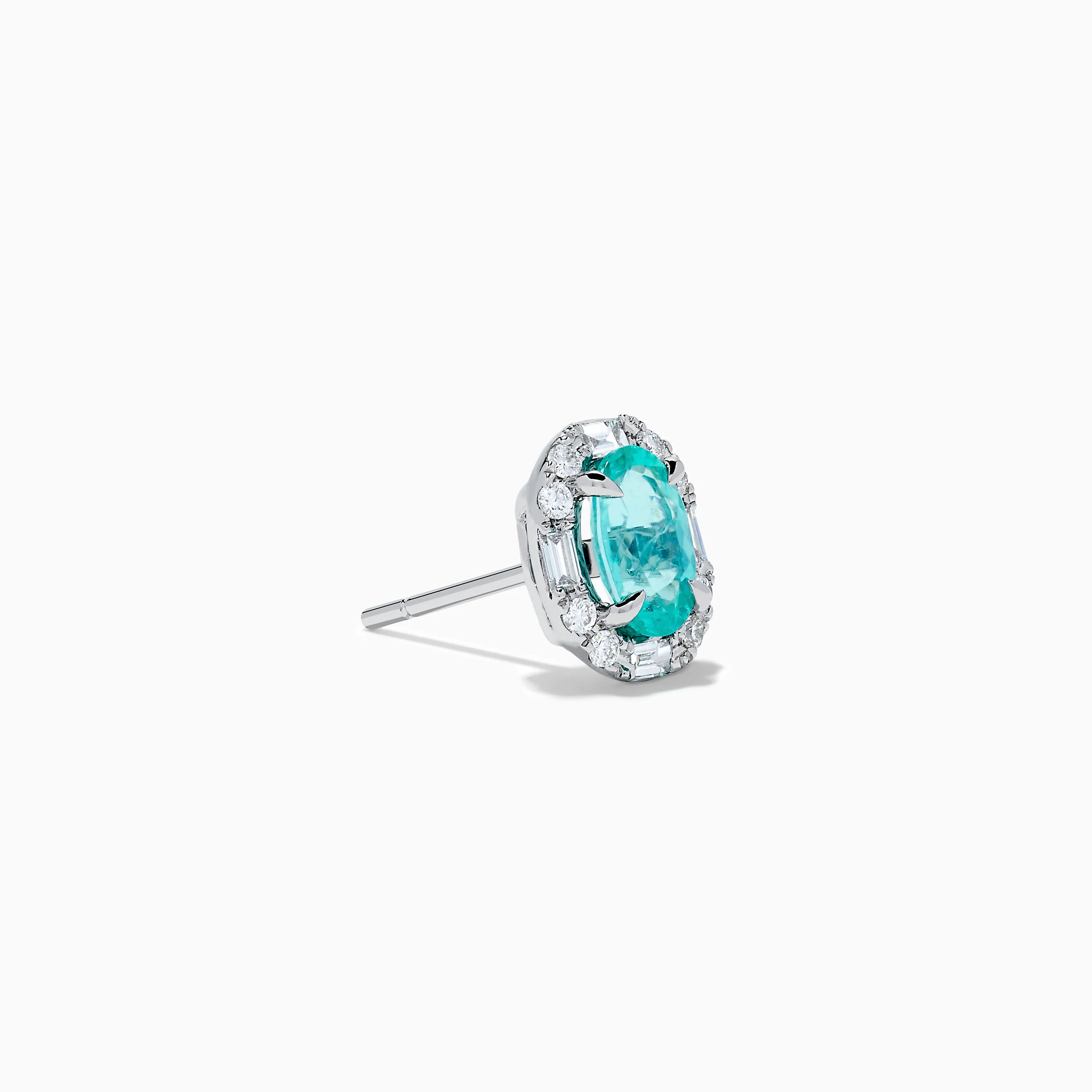 Effy Hematian 14K White Gold Paraiba and Diamond Halo Stud Earrings - Image 3