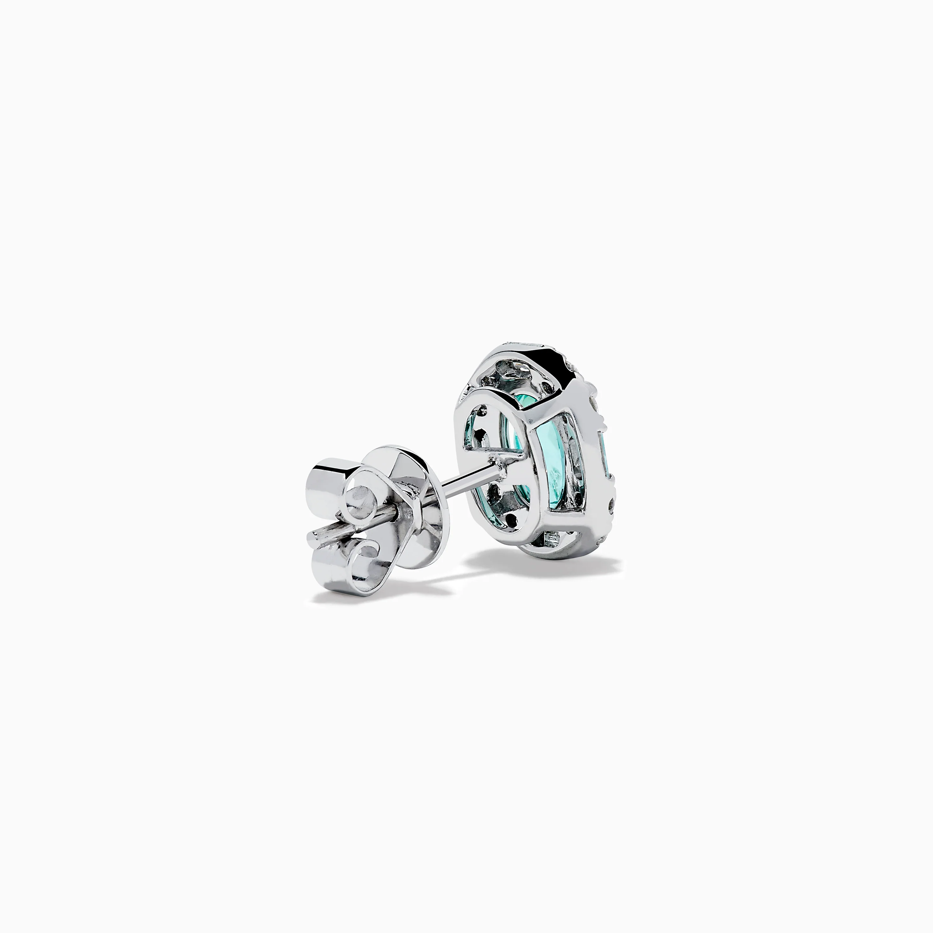 Effy Hematian 14K White Gold Paraiba and Diamond Halo Stud Earrings - Image 4