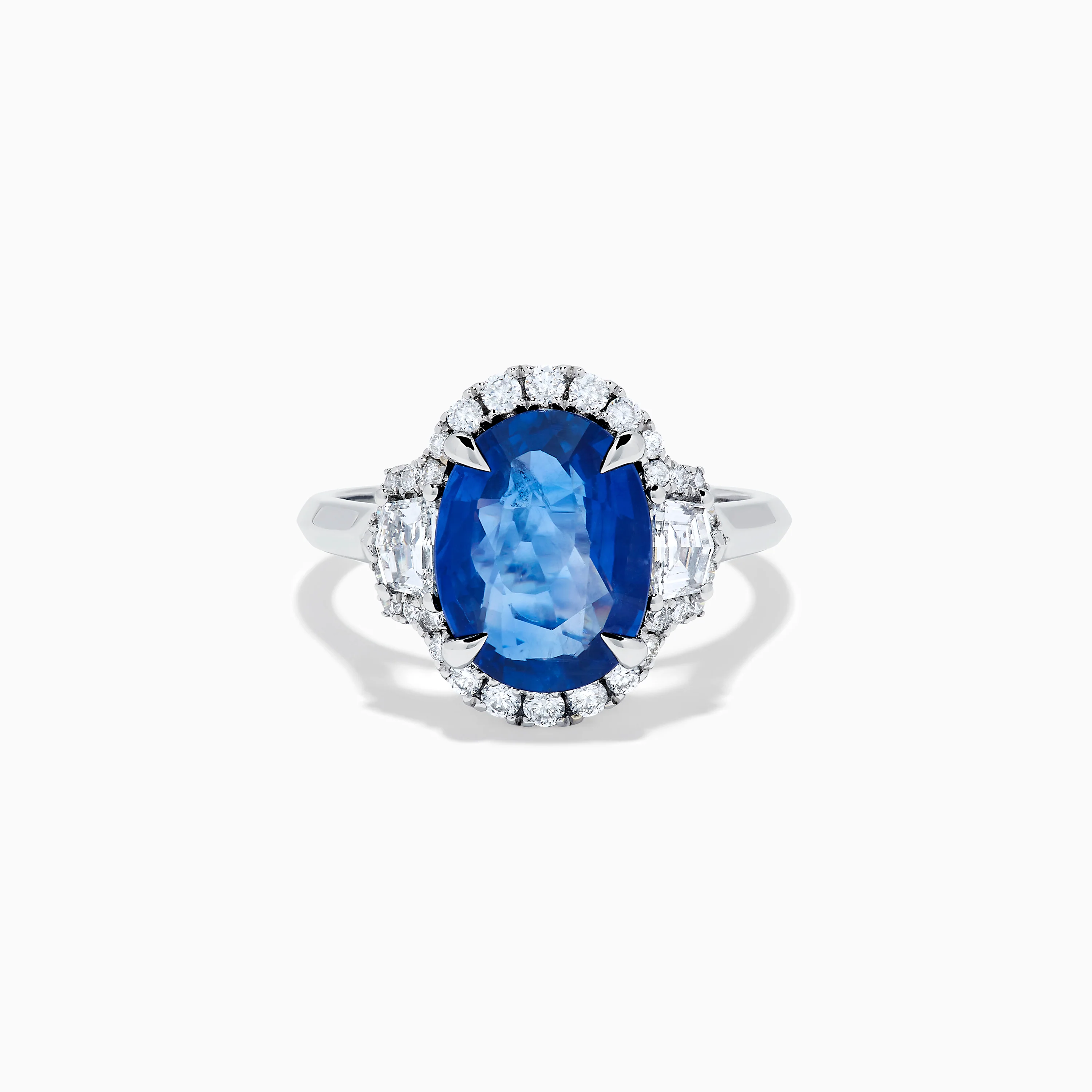 Effy Hematian 18K White Gold Blue Sapphire and Diamond Halo Ring