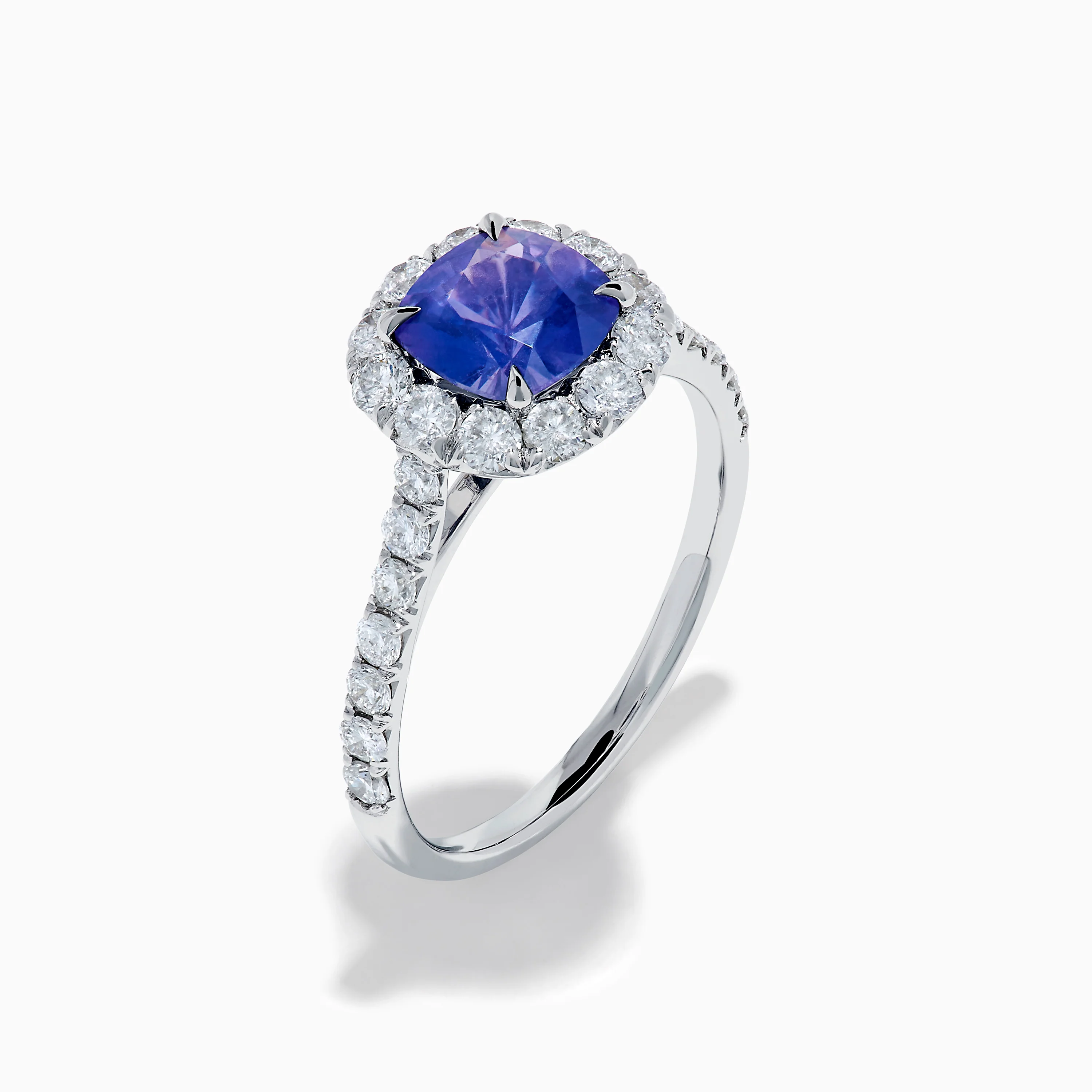Effy Hematian 18K White Gold Purple Sapphire and Diamond Halo Ring - Image 4