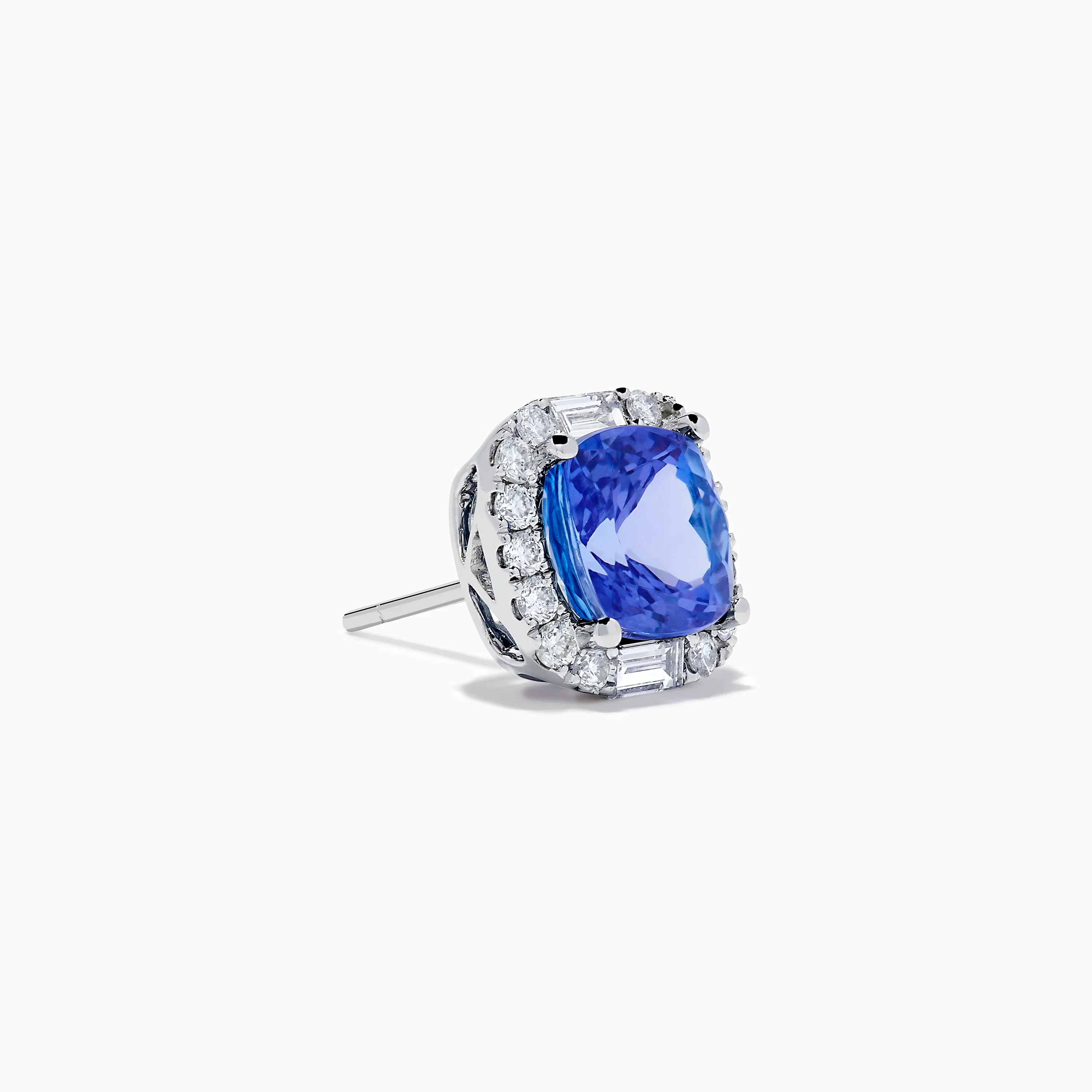 Effy Hematian 18K White Gold Tanzanite and Diamond Cushion Halo Stud Earrings - Image 3