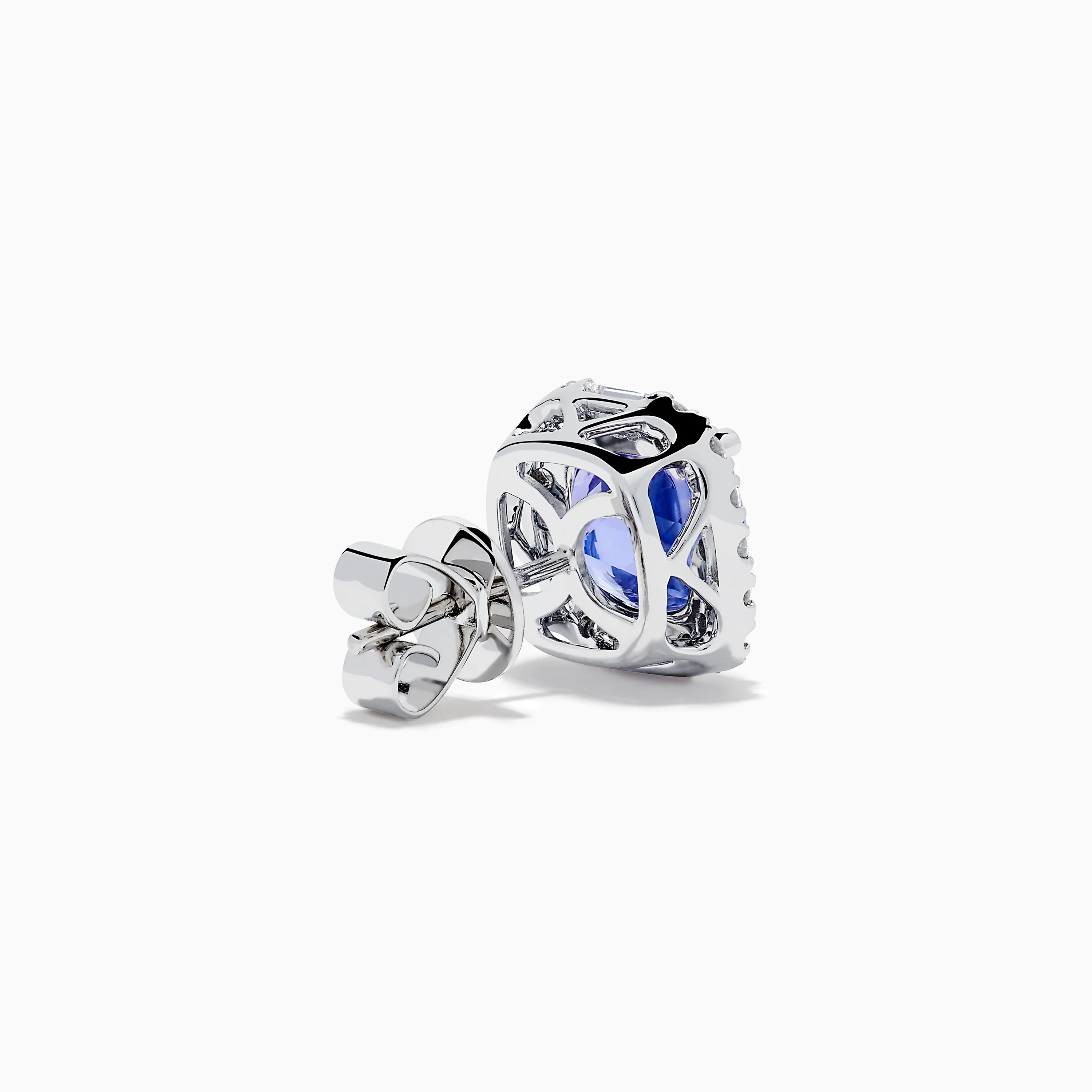 Effy Hematian 18K White Gold Tanzanite and Diamond Cushion Halo Stud Earrings - Image 4