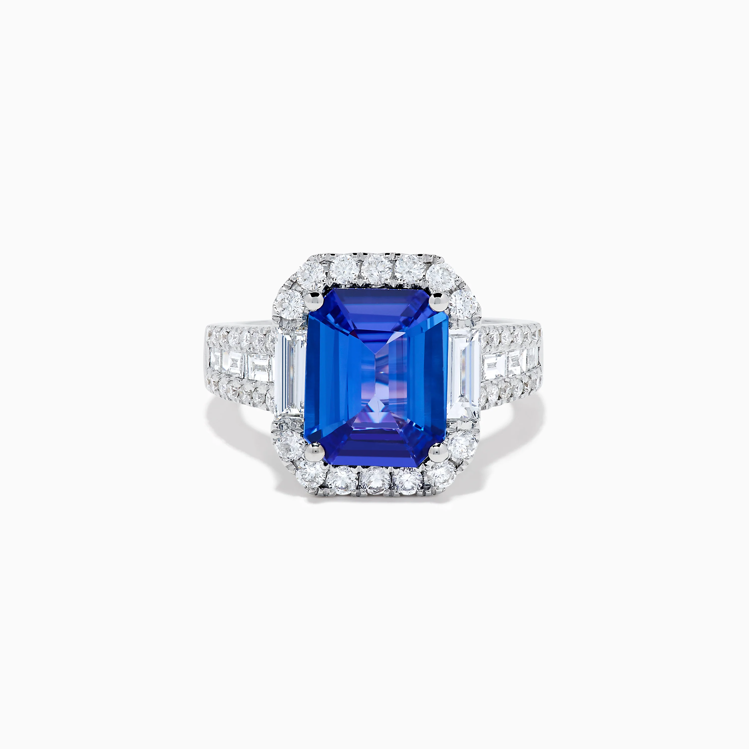 Effy Hematian 18K White Gold Tanzanite and Diamond Halo Cocktail Ring