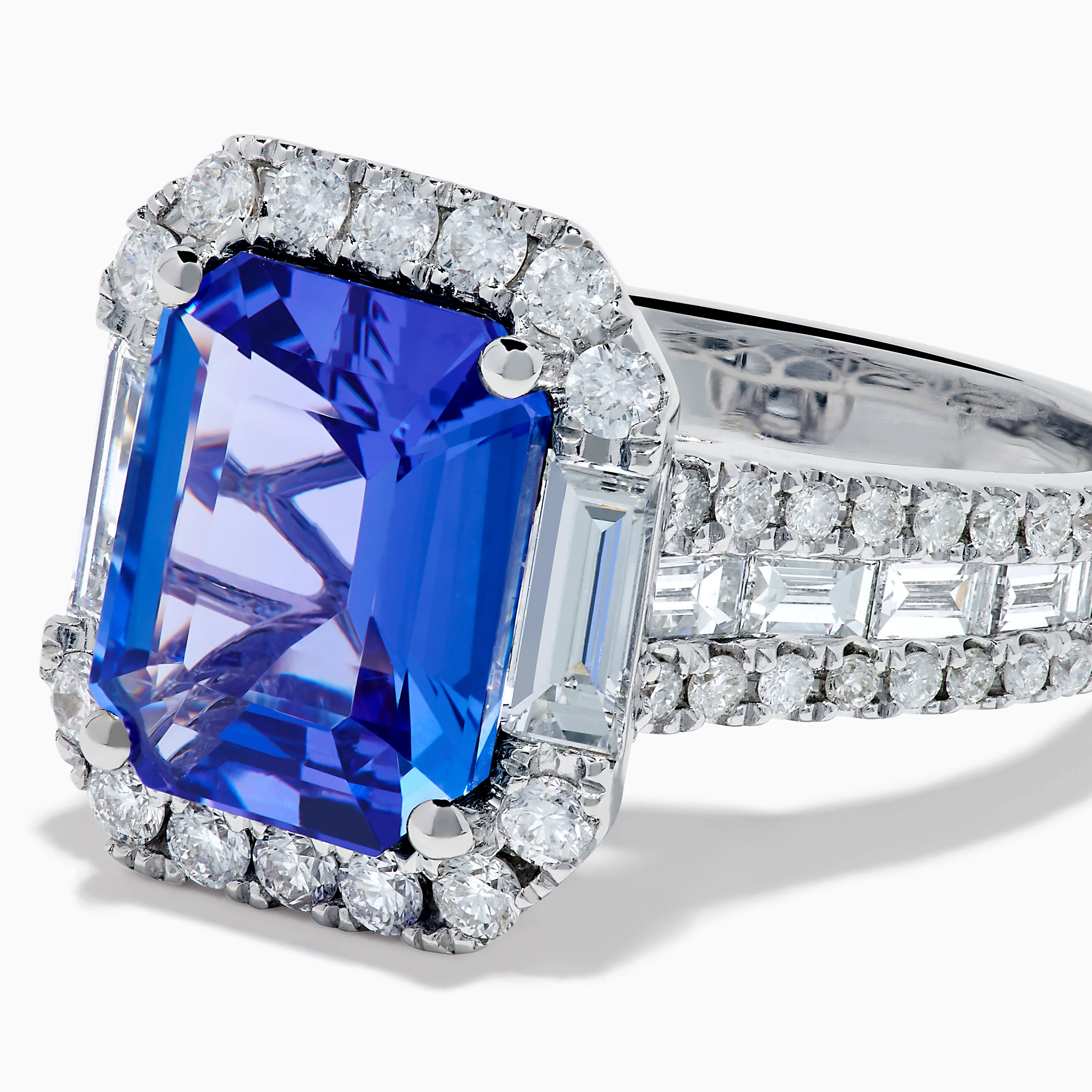 Effy Hematian 18K White Gold Tanzanite and Diamond Halo Cocktail Ring - Image 2