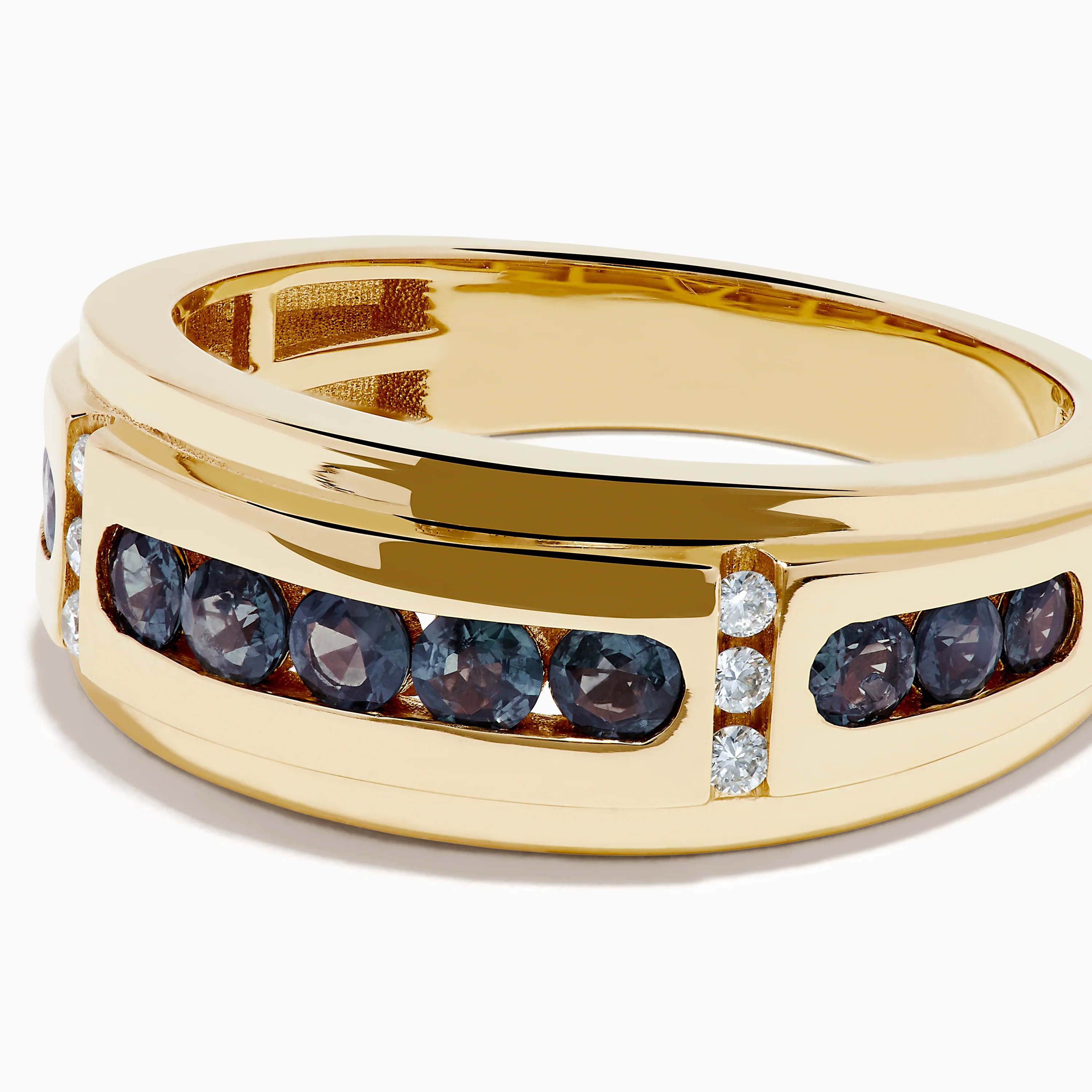 Effy Hematian Men's 14K Yellow Gold Alexandrite and Diamond Channel-Set Band - Image 2
