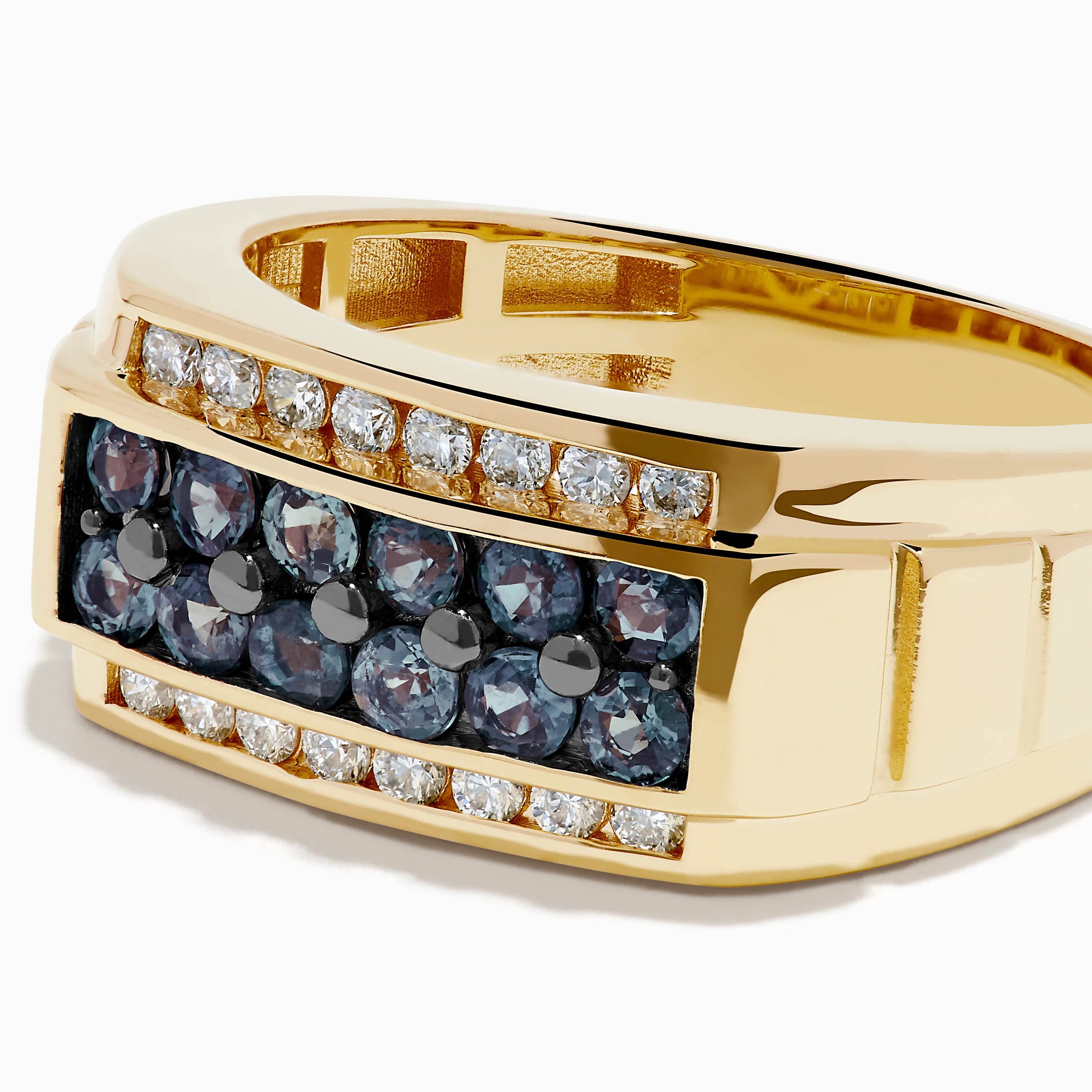 Effy Hematian Men's 14K Yellow Gold Alexandrite and Diamond Channel-Set Ring - Image 2