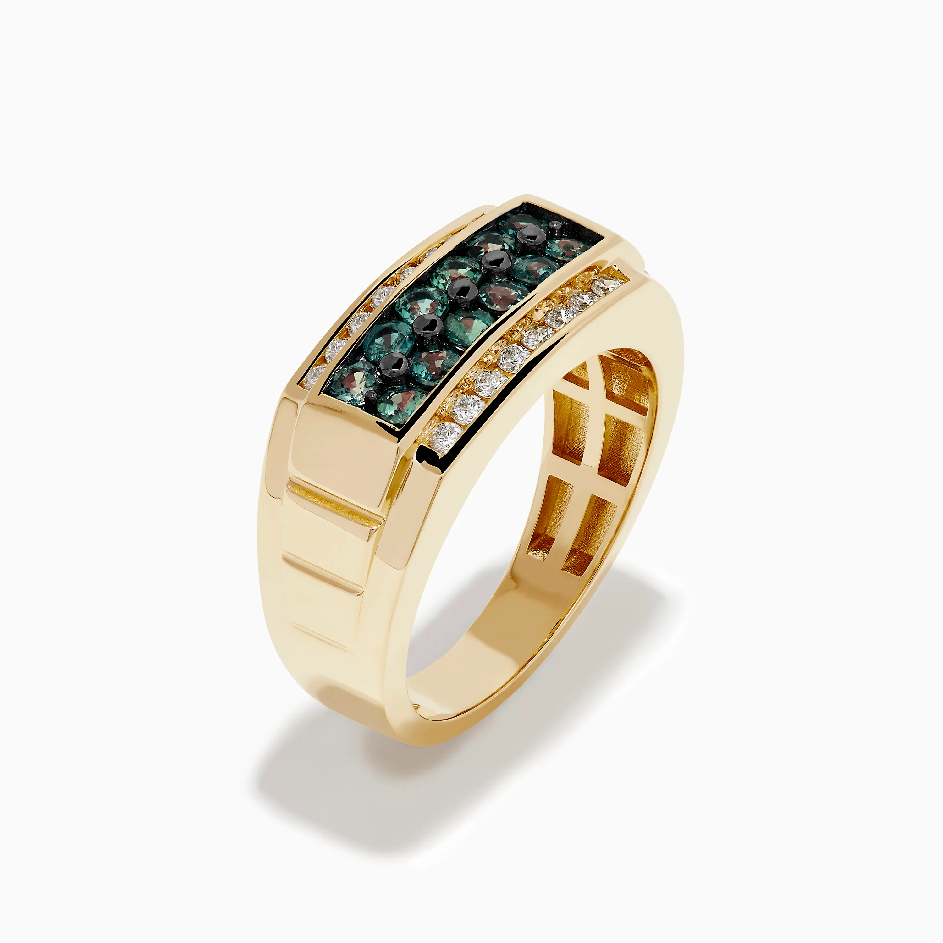Effy Hematian Men's 14K Yellow Gold Alexandrite and Diamond Channel-Set Ring - Image 4
