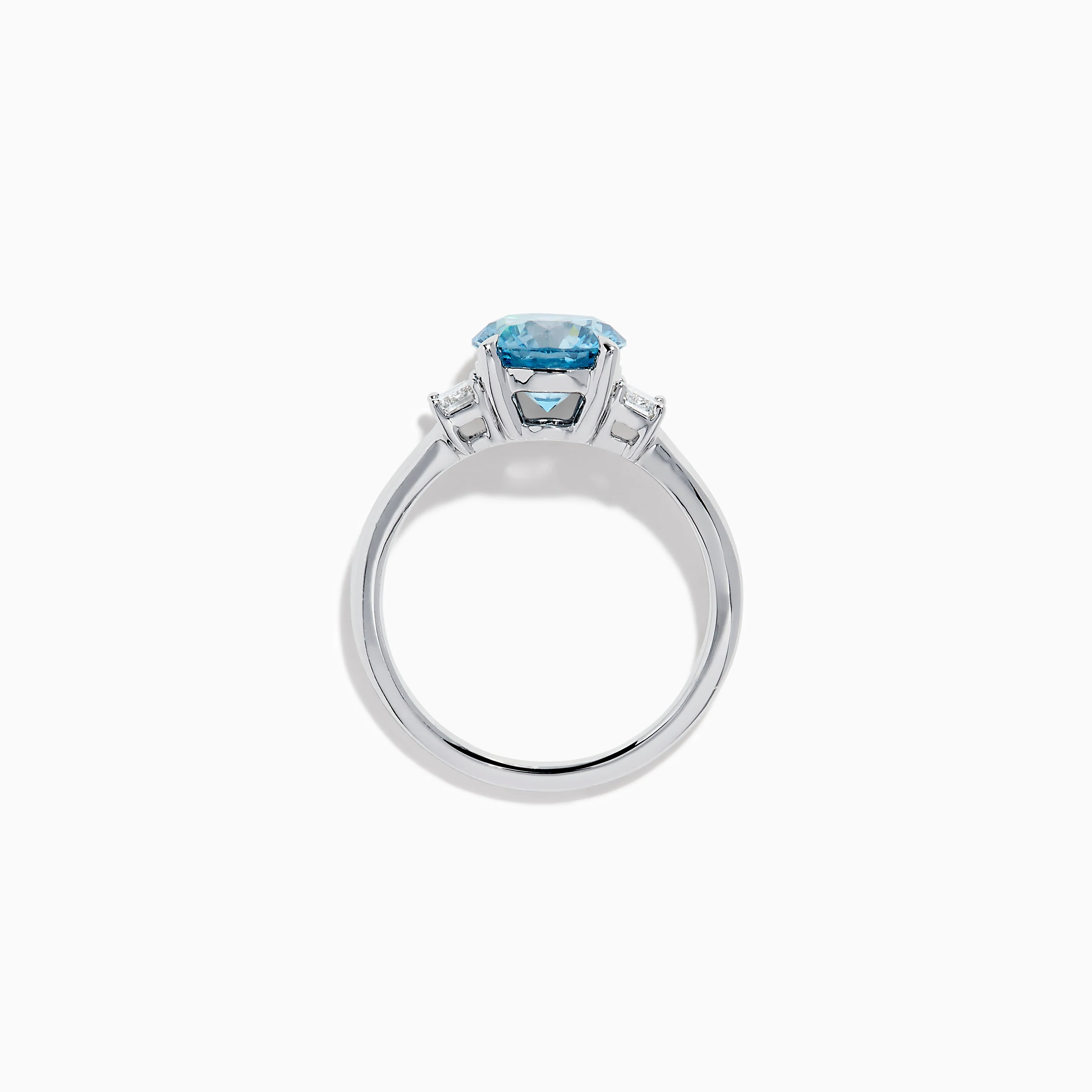 Lab Grown Blue and White Diamond 3 Stone Ring in 14K White Gold - Image 3
