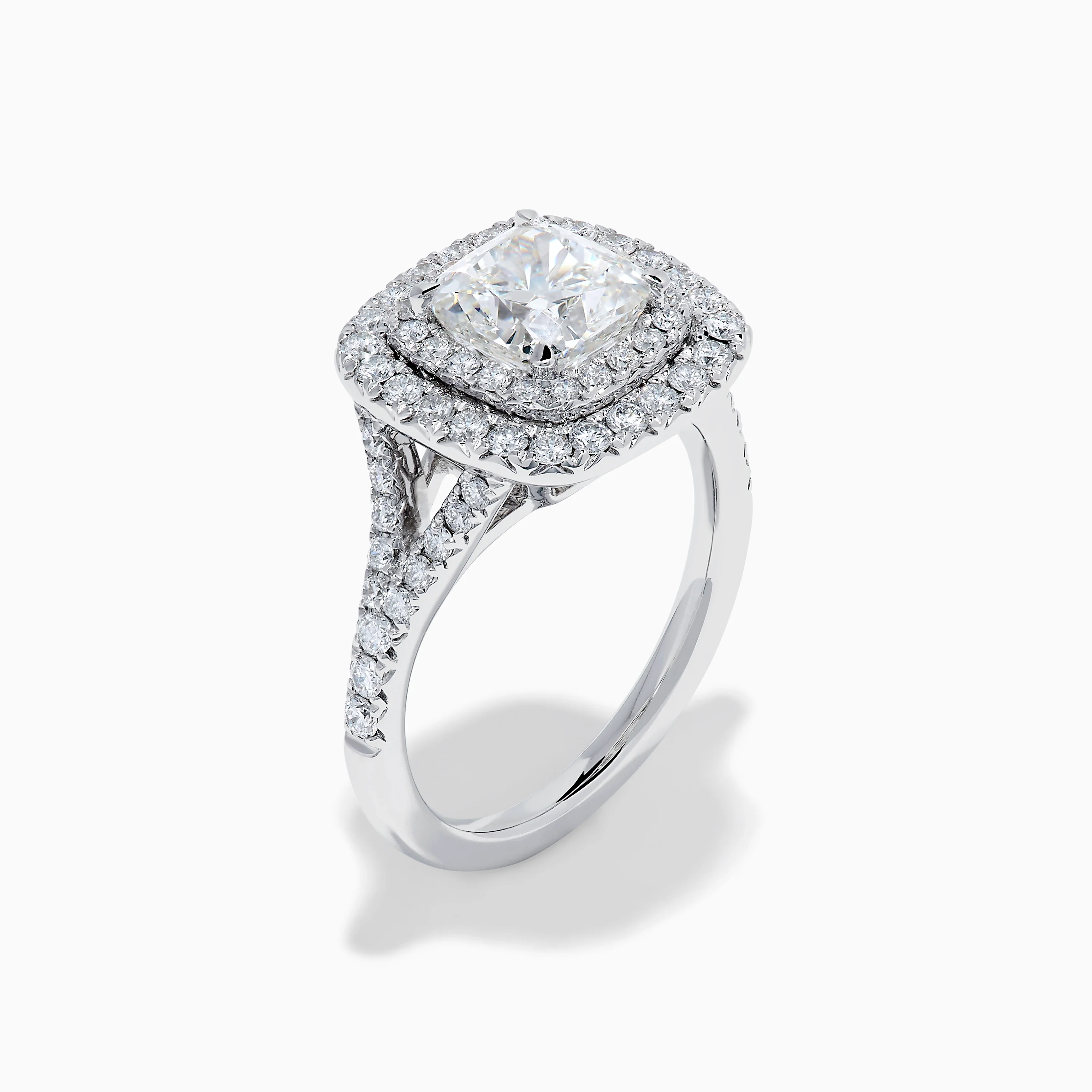 Lab Grown Cushion Diamond Double Halo Ring in 14K White Gold - Image 4