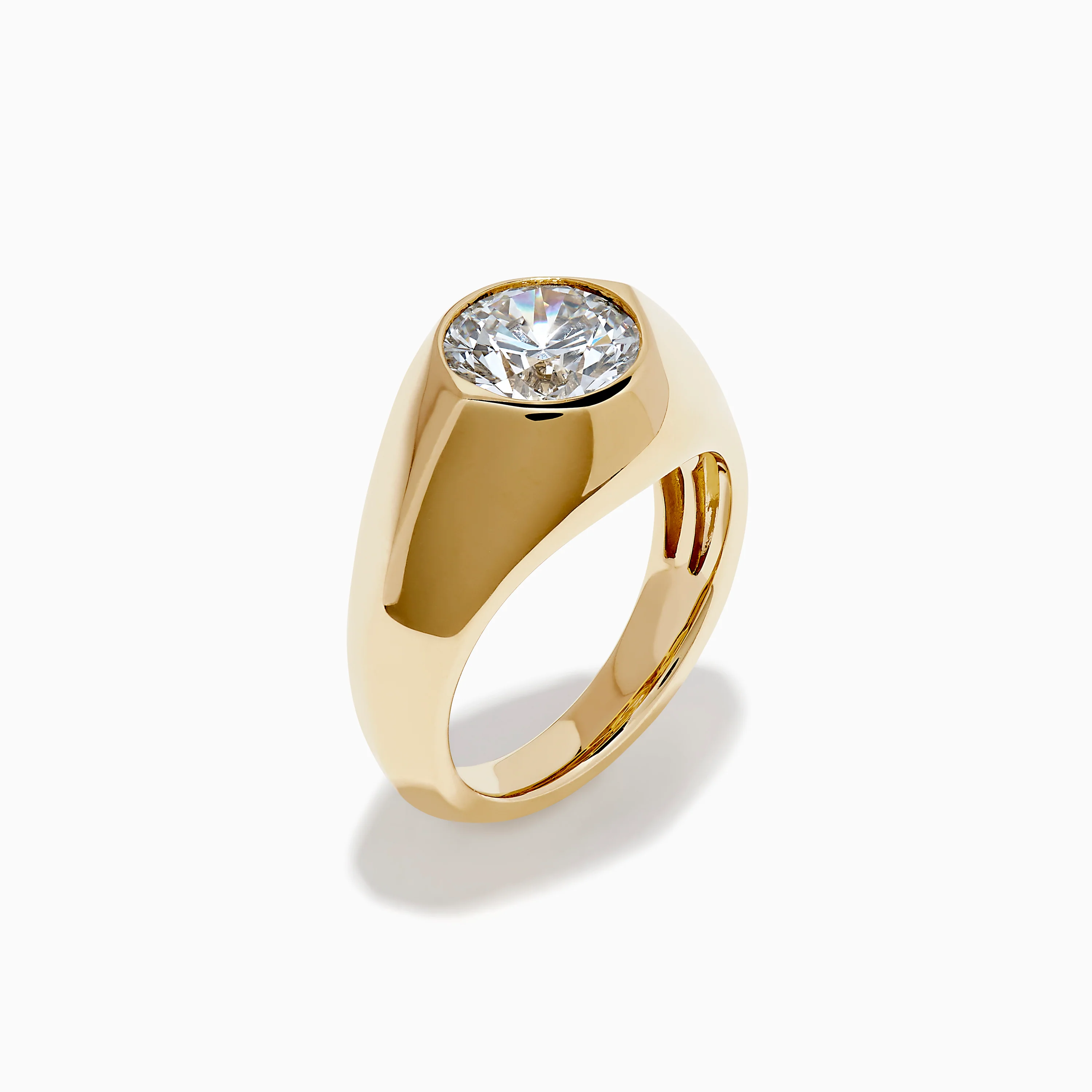 Lab Grown Diamond Bezel Signet Pinky Ring in 14K Yellow Gold - Image 4