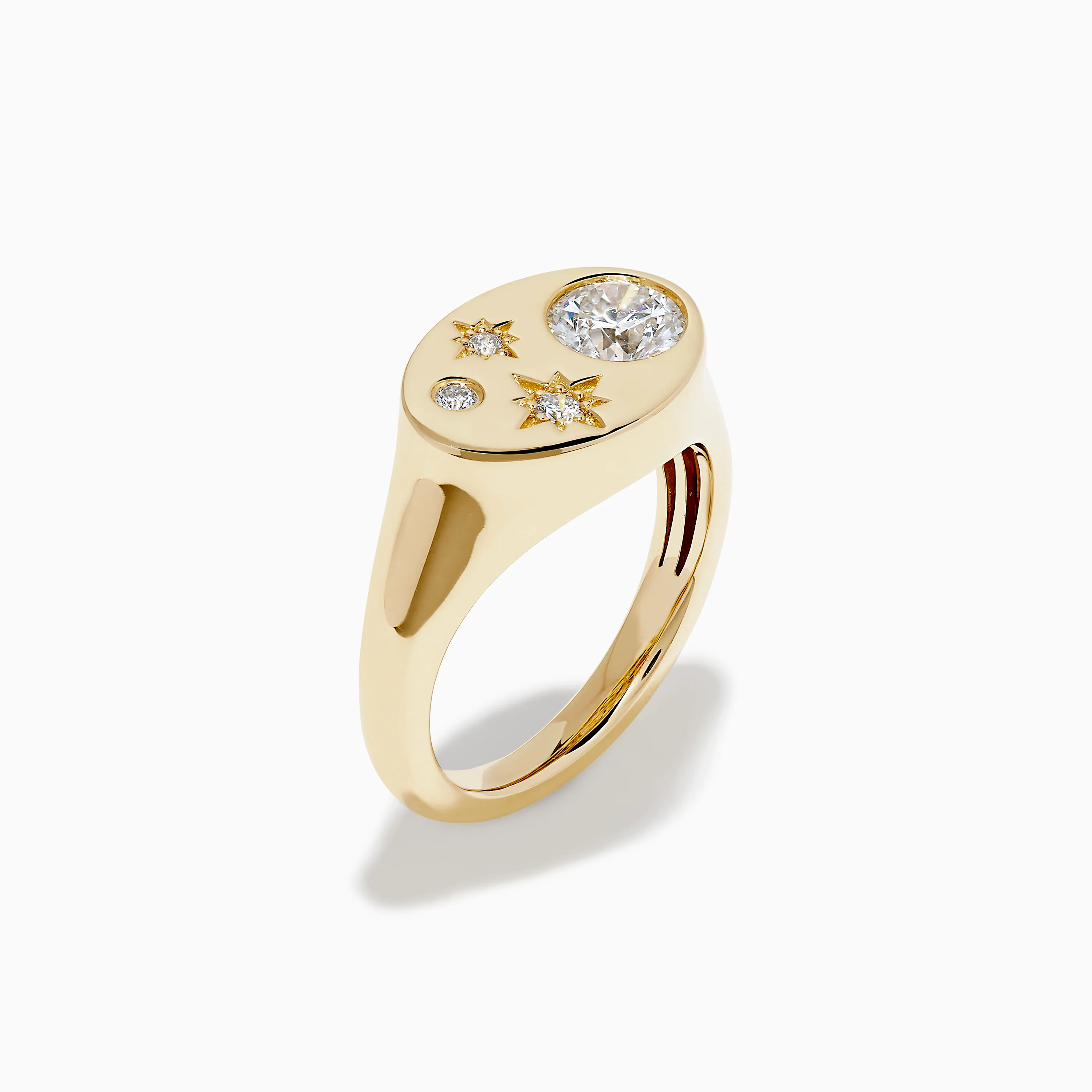 Lab Grown Diamond Celestial Signet Pinky Ring in 14K Yellow Gold - Image 4