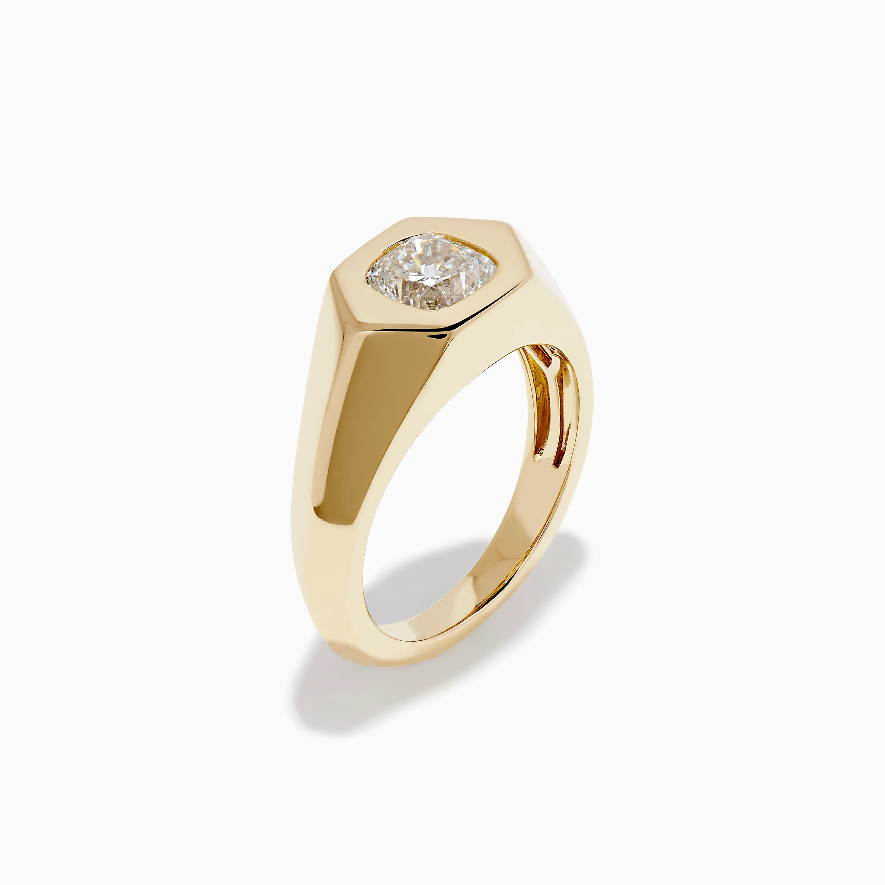 Lab Grown Diamond Cushion Bezel Signet Pinky Ring in 14K Yellow Gold - Image 4