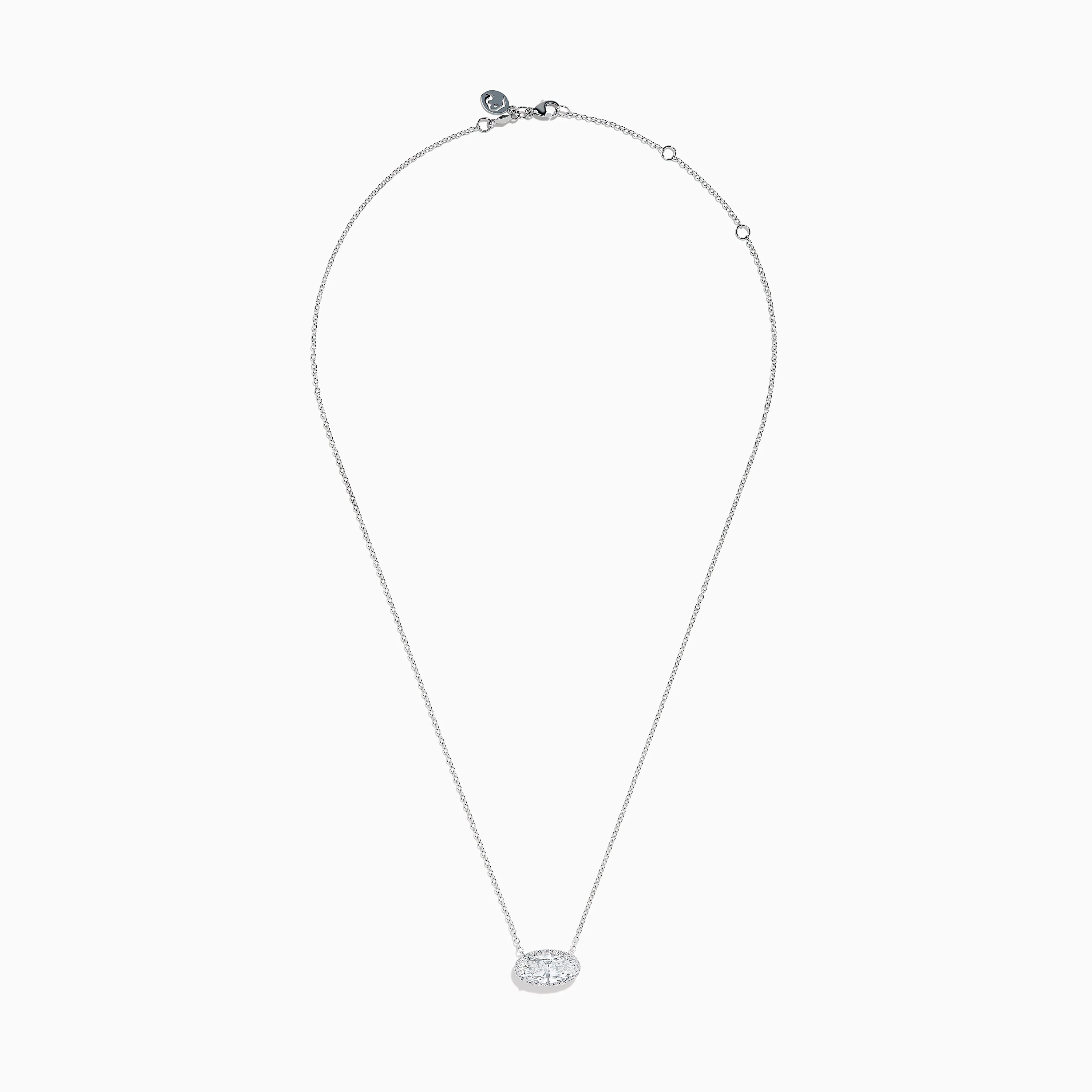 Lab Grown Diamond East-West Oval Halo Necklace in 14K White Gold - Image 3