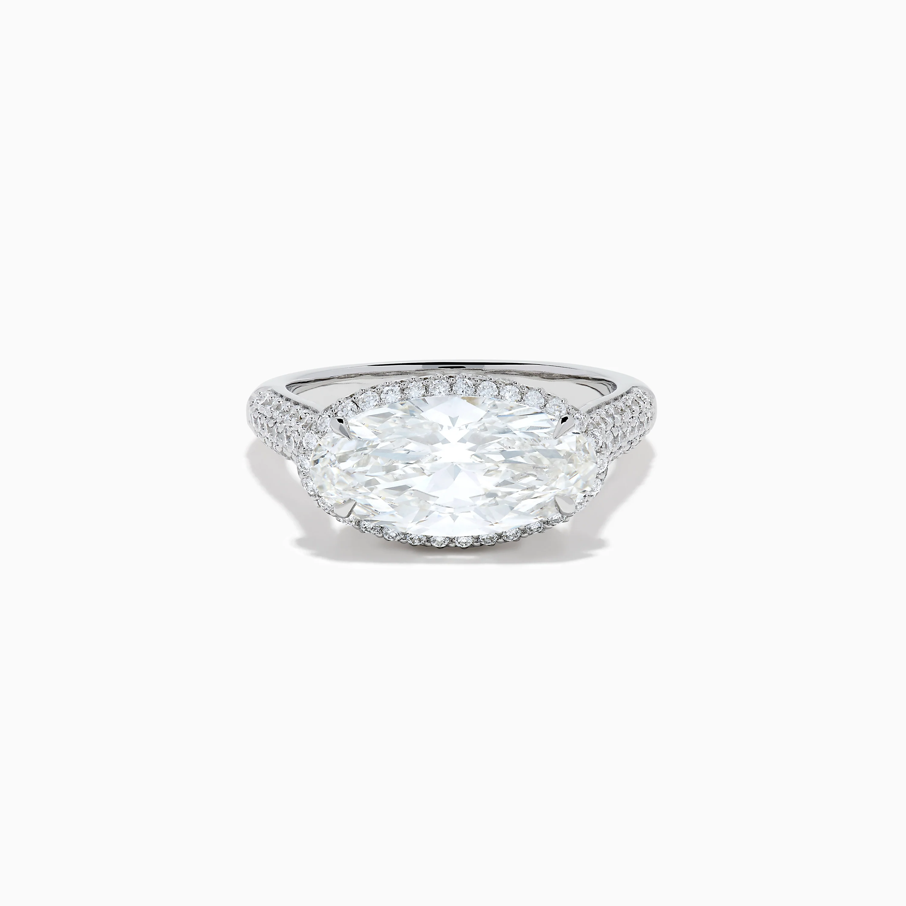 Lab Grown Diamond East-West Oval Halo Ring in 14K White Gold