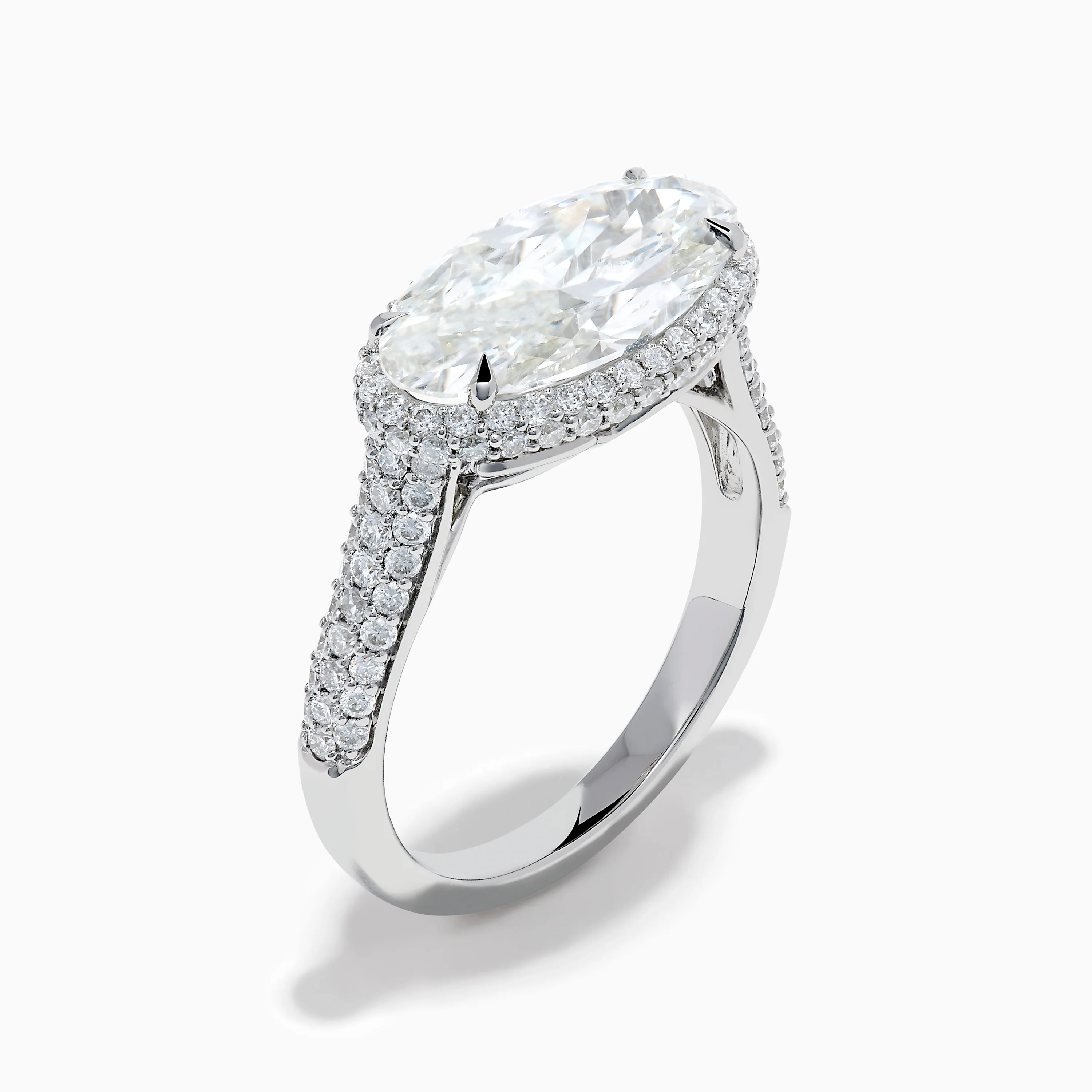 Lab Grown Diamond East-West Oval Halo Ring in 14K White Gold - Image 4