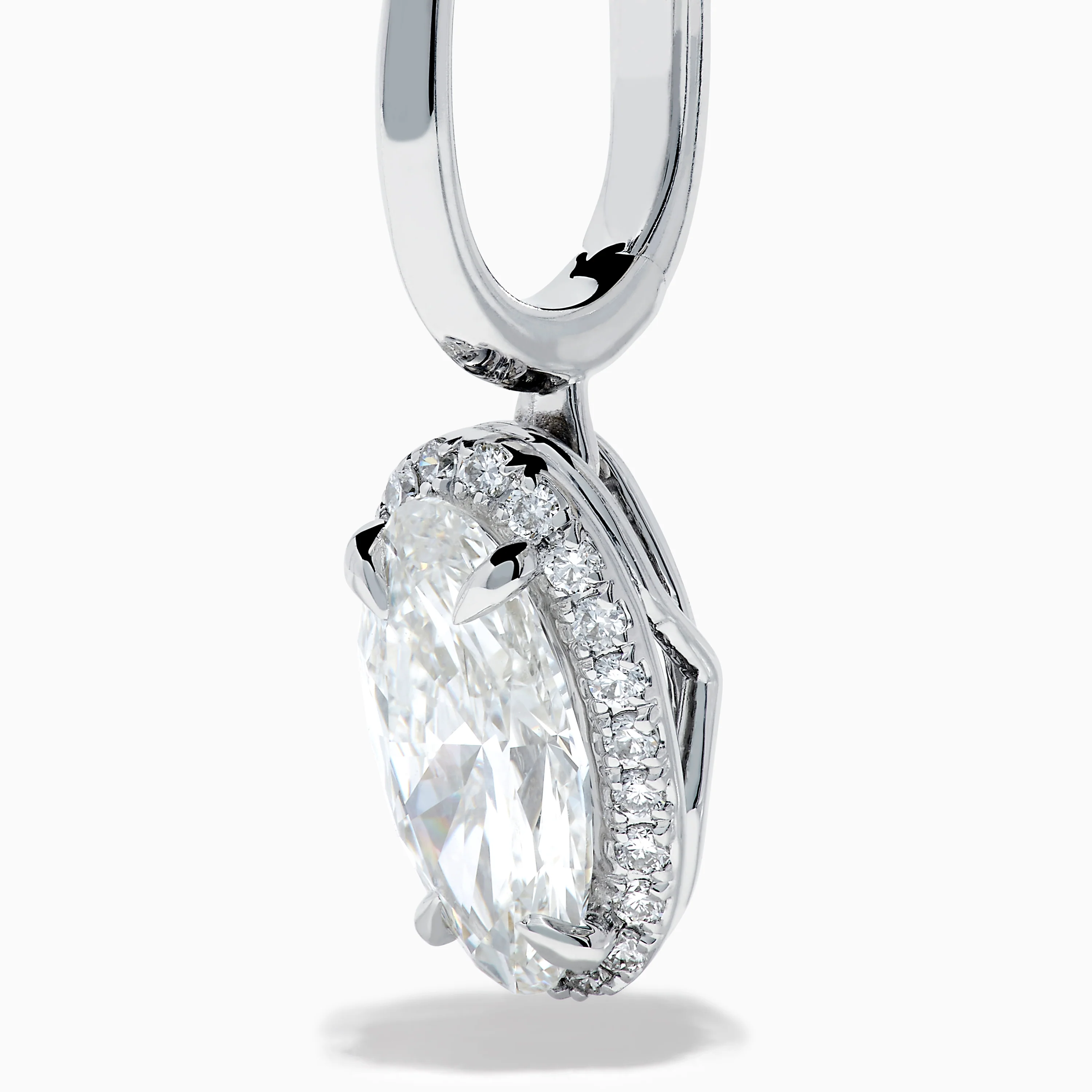 Lab Grown Diamond Elongated Oval Drop Earrings in 14K White Gold - Image 2