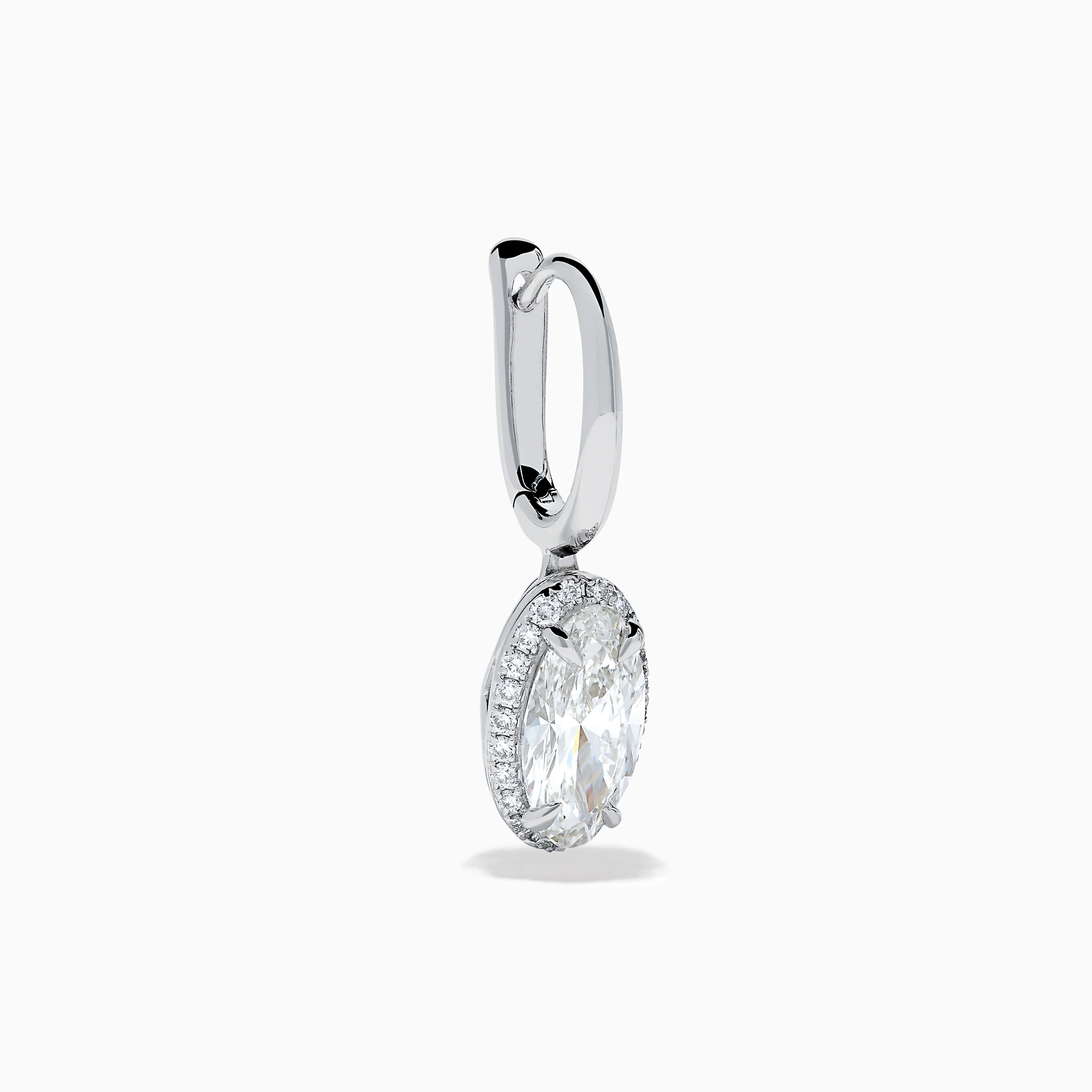 Lab Grown Diamond Elongated Oval Drop Earrings in 14K White Gold - Image 3