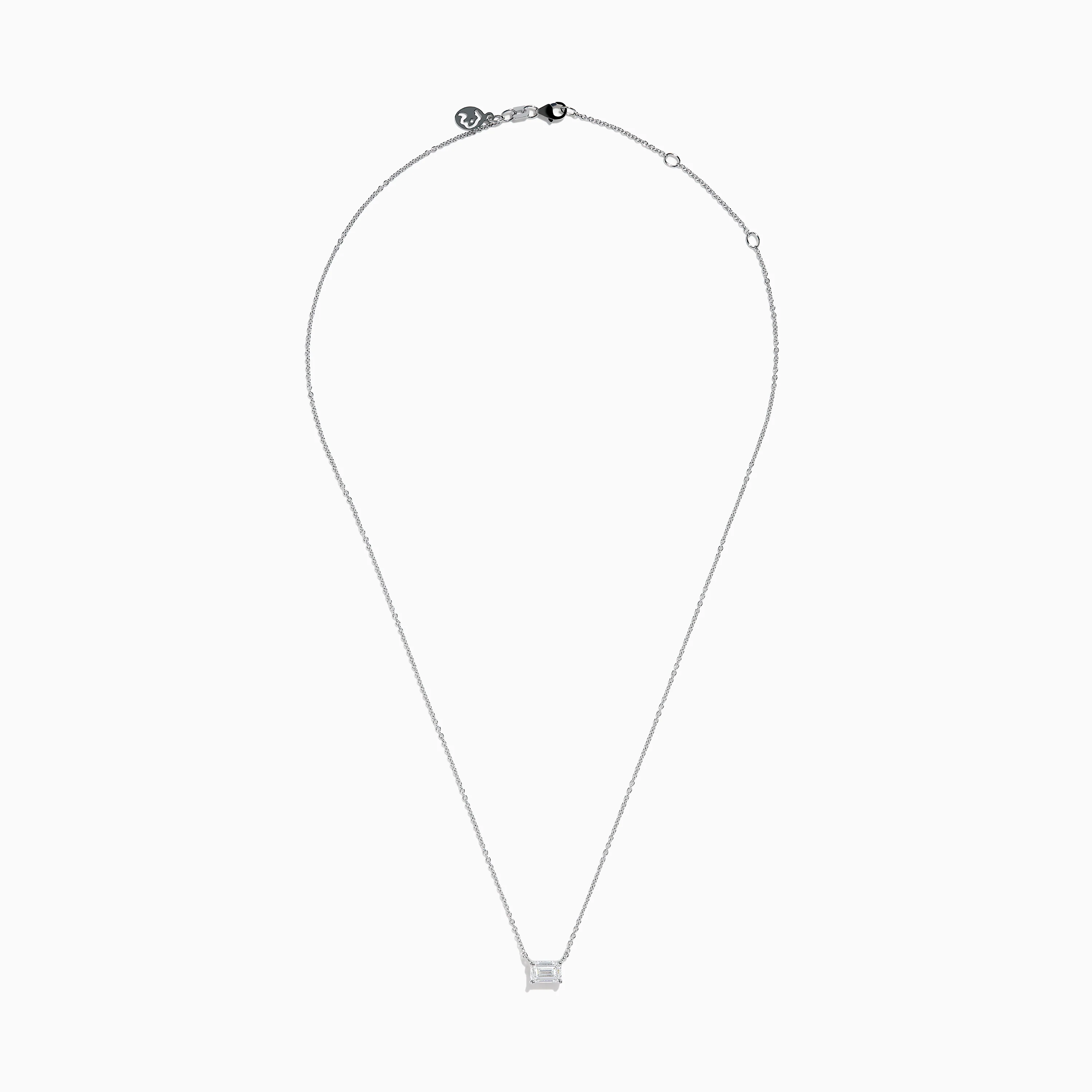 Lab Grown Diamond Emerald Cut 1.00ct Solitaire Necklace in 14K White Gold - Image 3