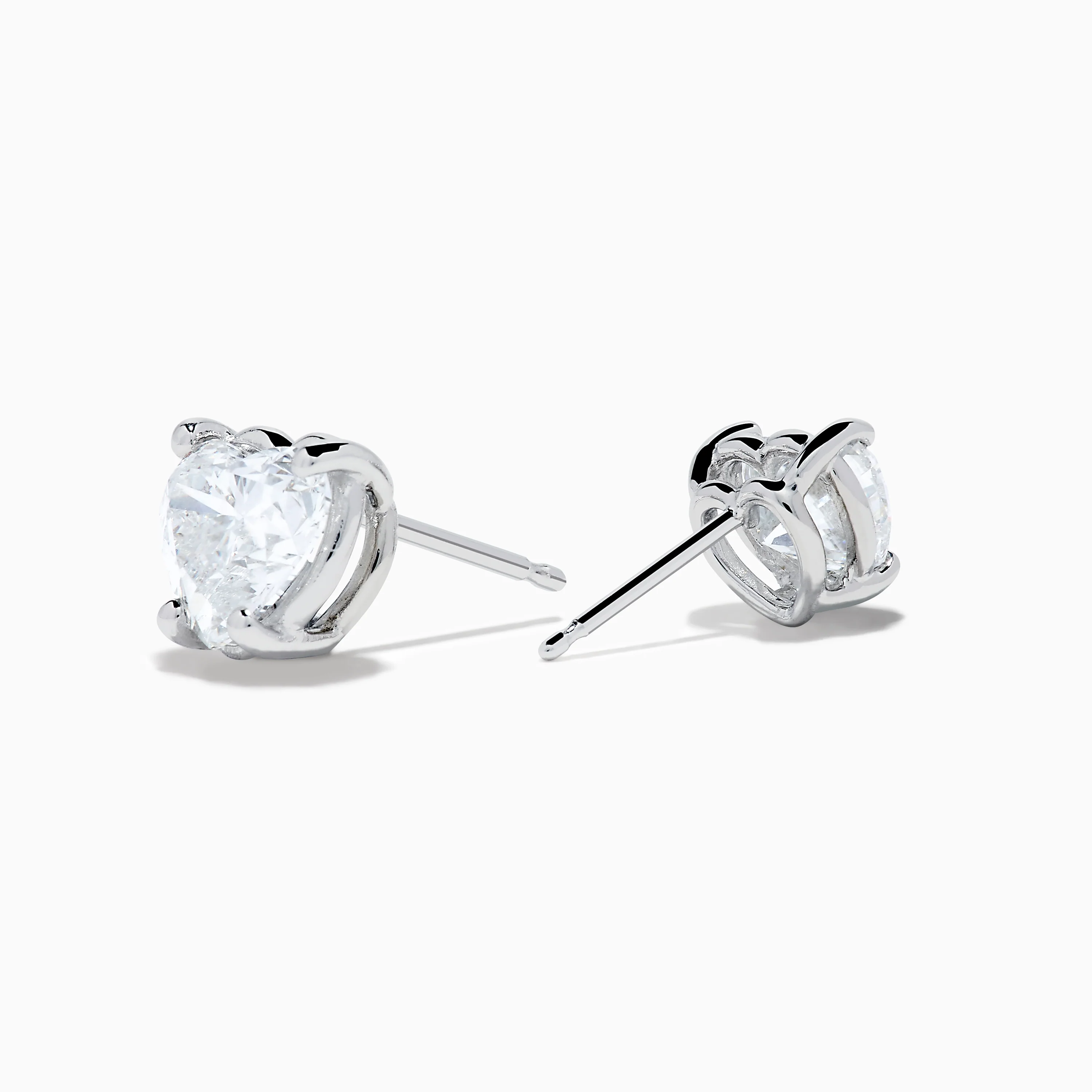 Lab Grown Diamond Heart Shaped 1.96ct Stud Earrings in 14K White Gold - Image 2