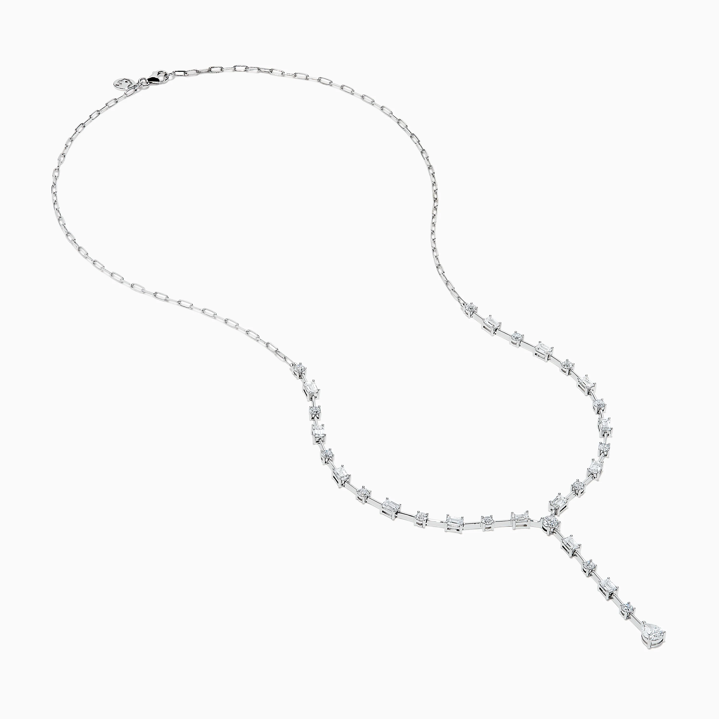 Lab Grown Diamond Lariat Tennis Necklace in 14K White Gold - Image 2