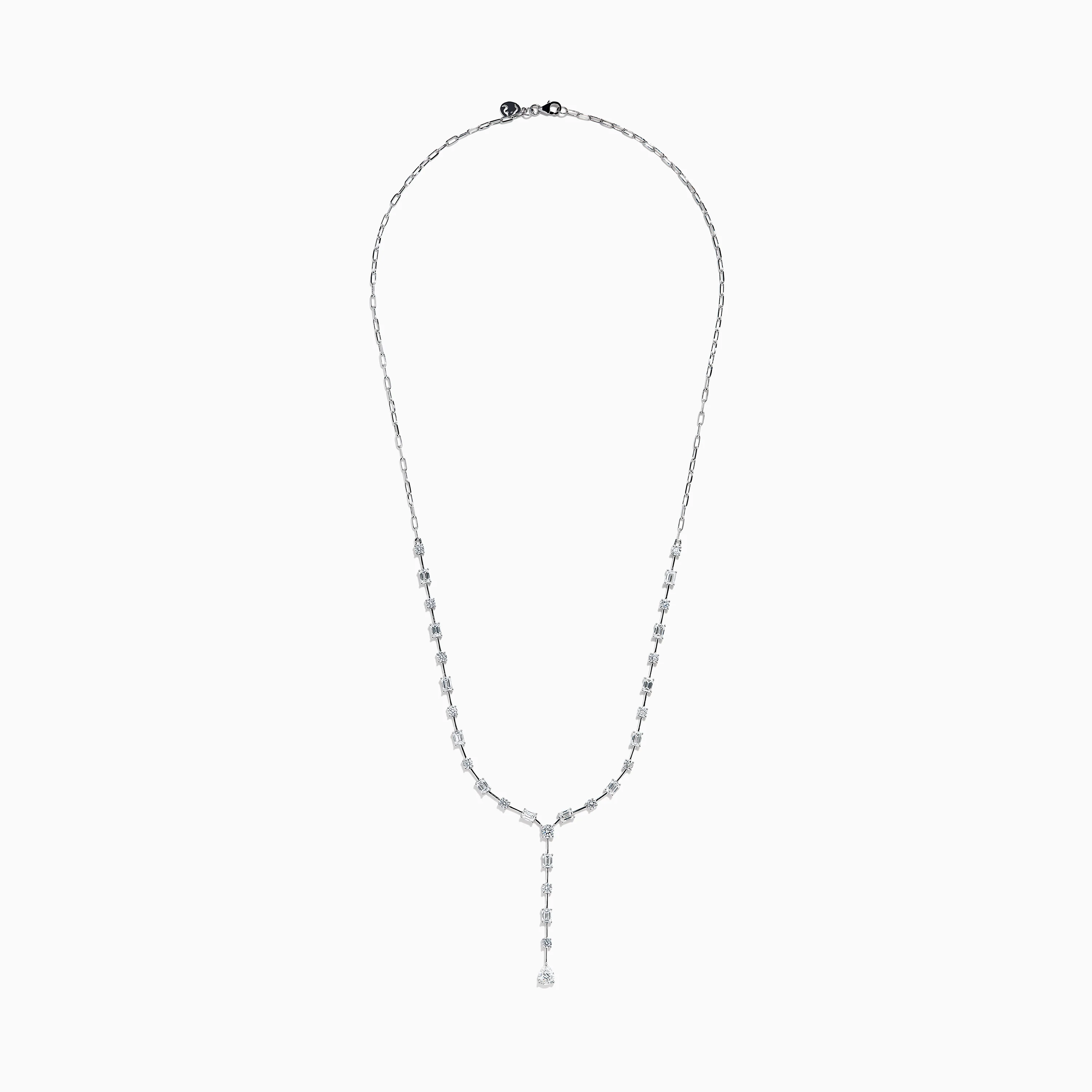 Lab Grown Diamond Lariat Tennis Necklace in 14K White Gold - Image 3