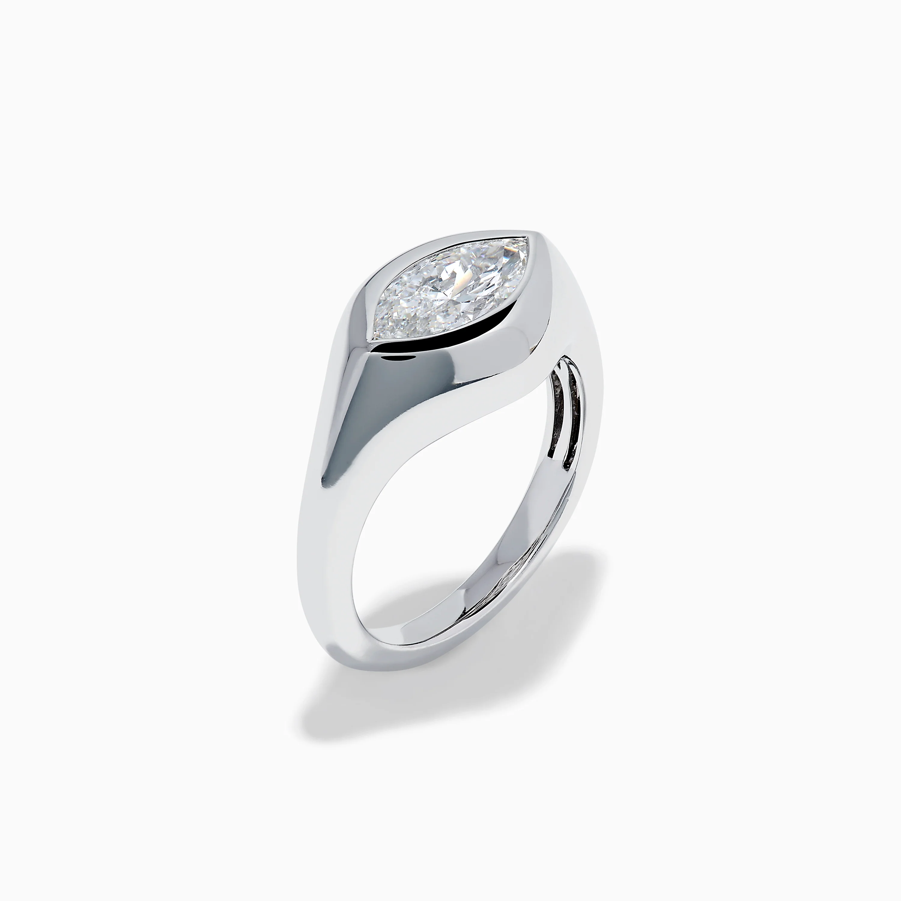 Lab Grown Diamond Marquise Bezel Pinky Ring in 14K White Gold - Image 4