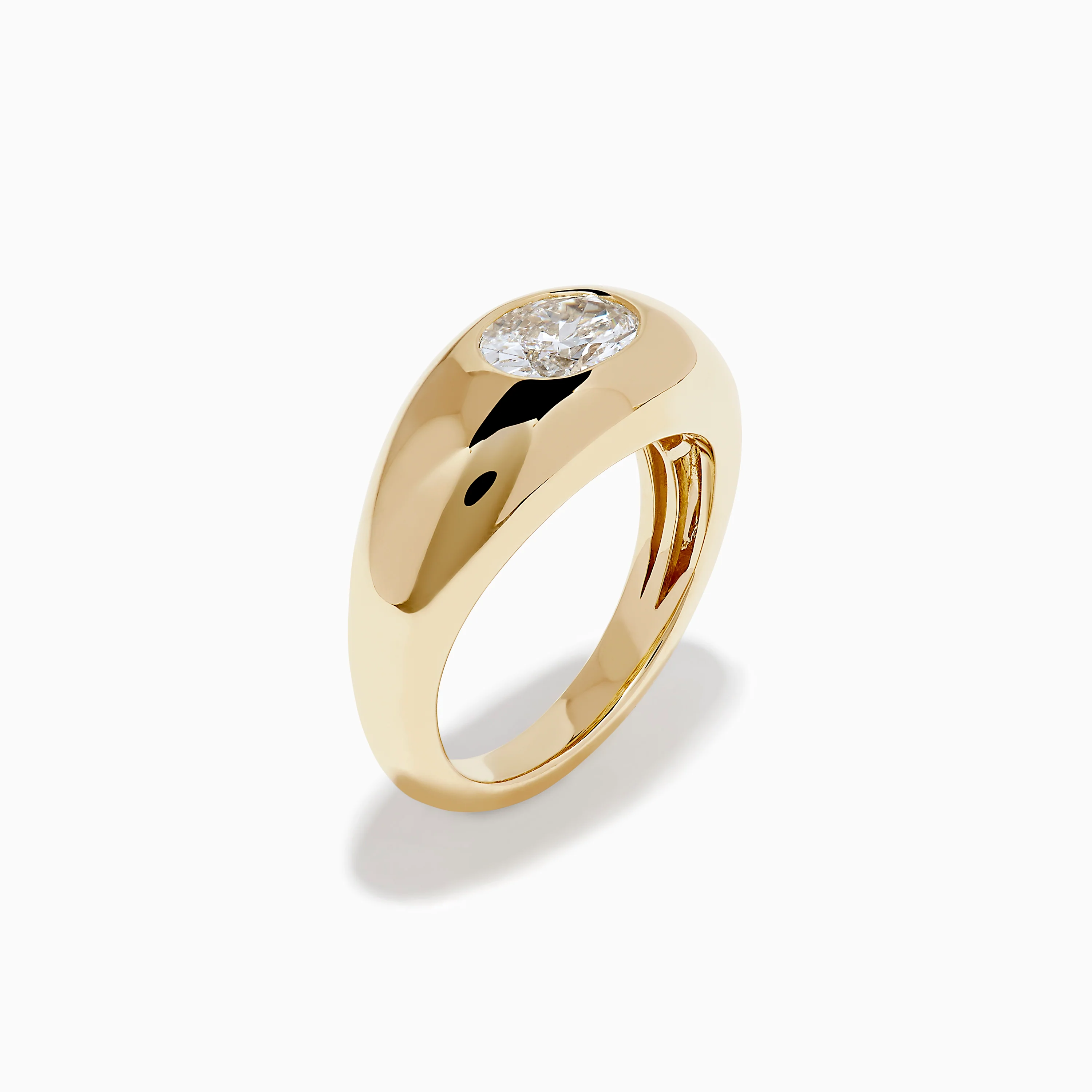 Lab Grown Diamond Oval Bezel Pinky Ring in 14K Yellow Gold - Image 4