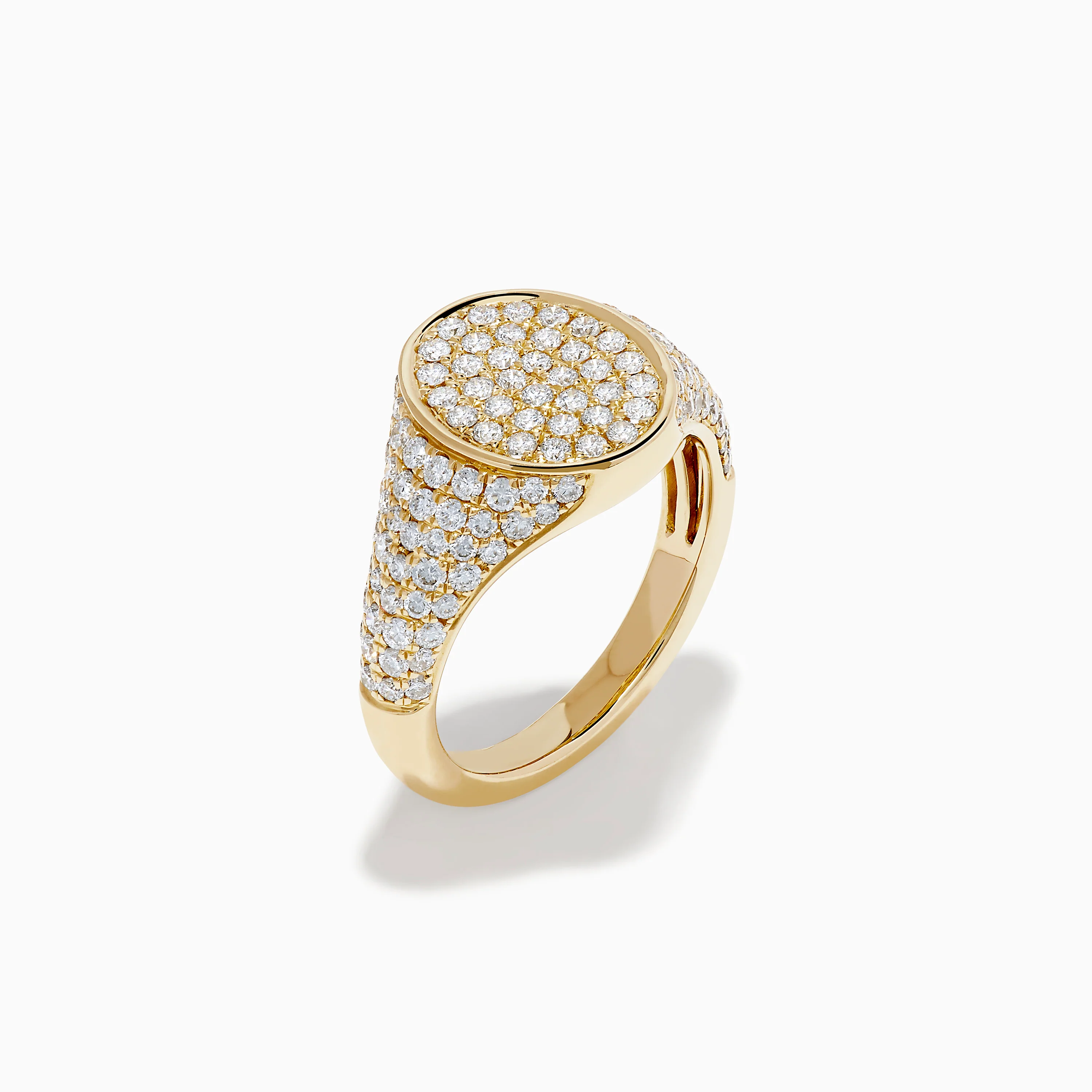 Lab Grown Diamond Oval Pave Signet Pinky Ring 14K Yellow Gold - Image 4