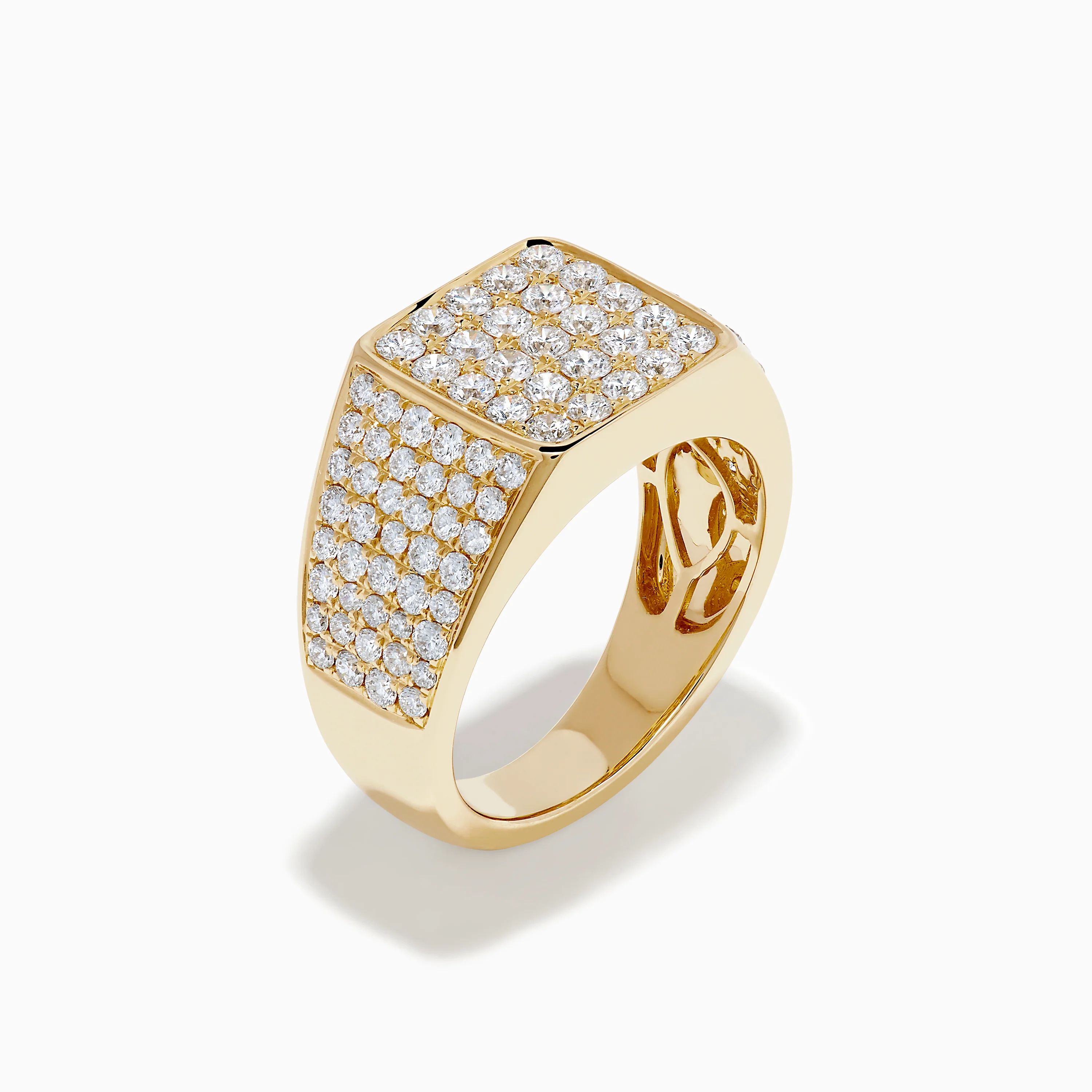 Lab Grown Diamond Pave Men's Signet Pinky Ring in 14K Yellow Gold - Image 4
