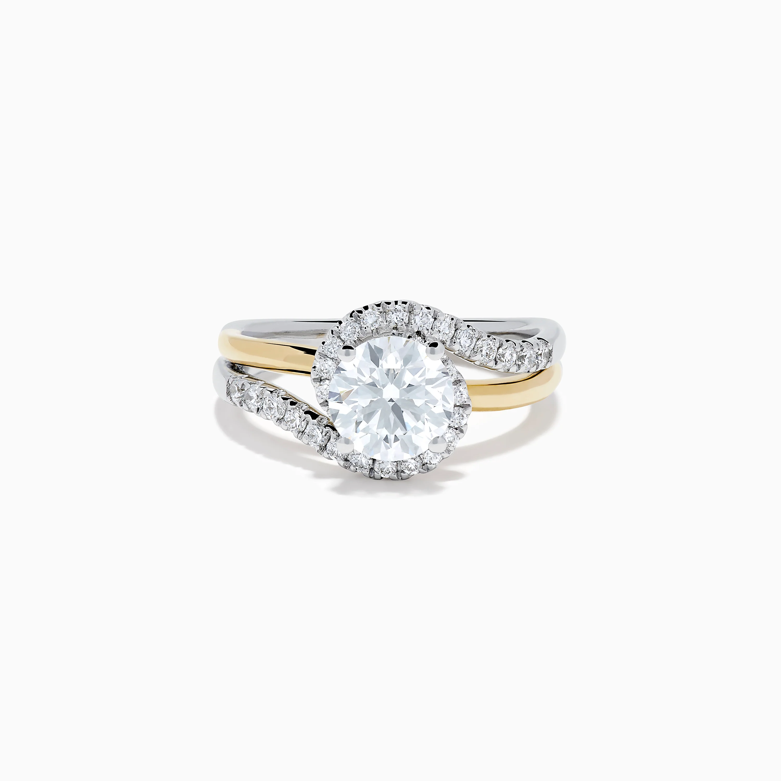 Lab Grown Diamond Swirl Halo Ring in 14K Two-Tone Gold