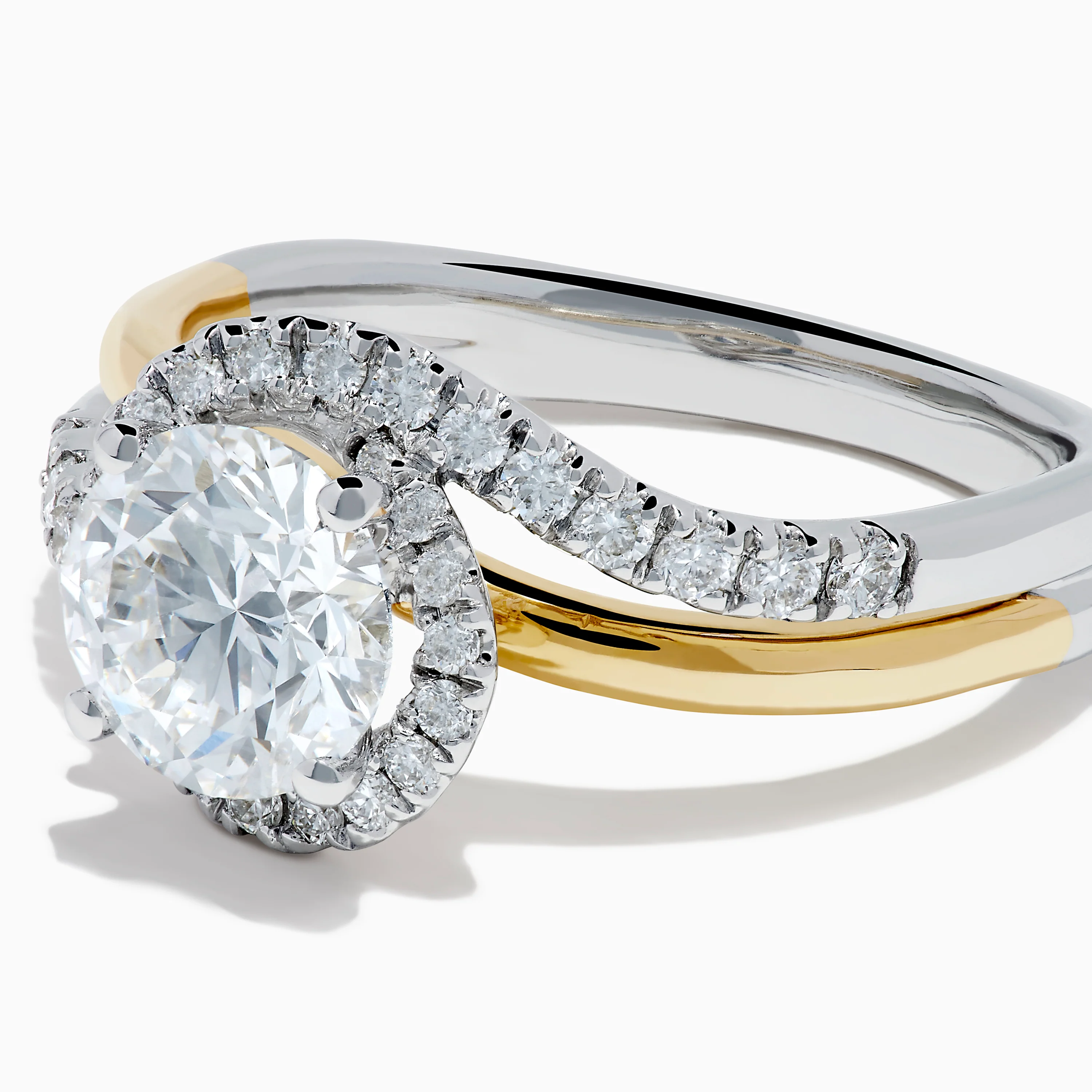 Lab Grown Diamond Swirl Halo Ring in 14K Two-Tone Gold - Image 2
