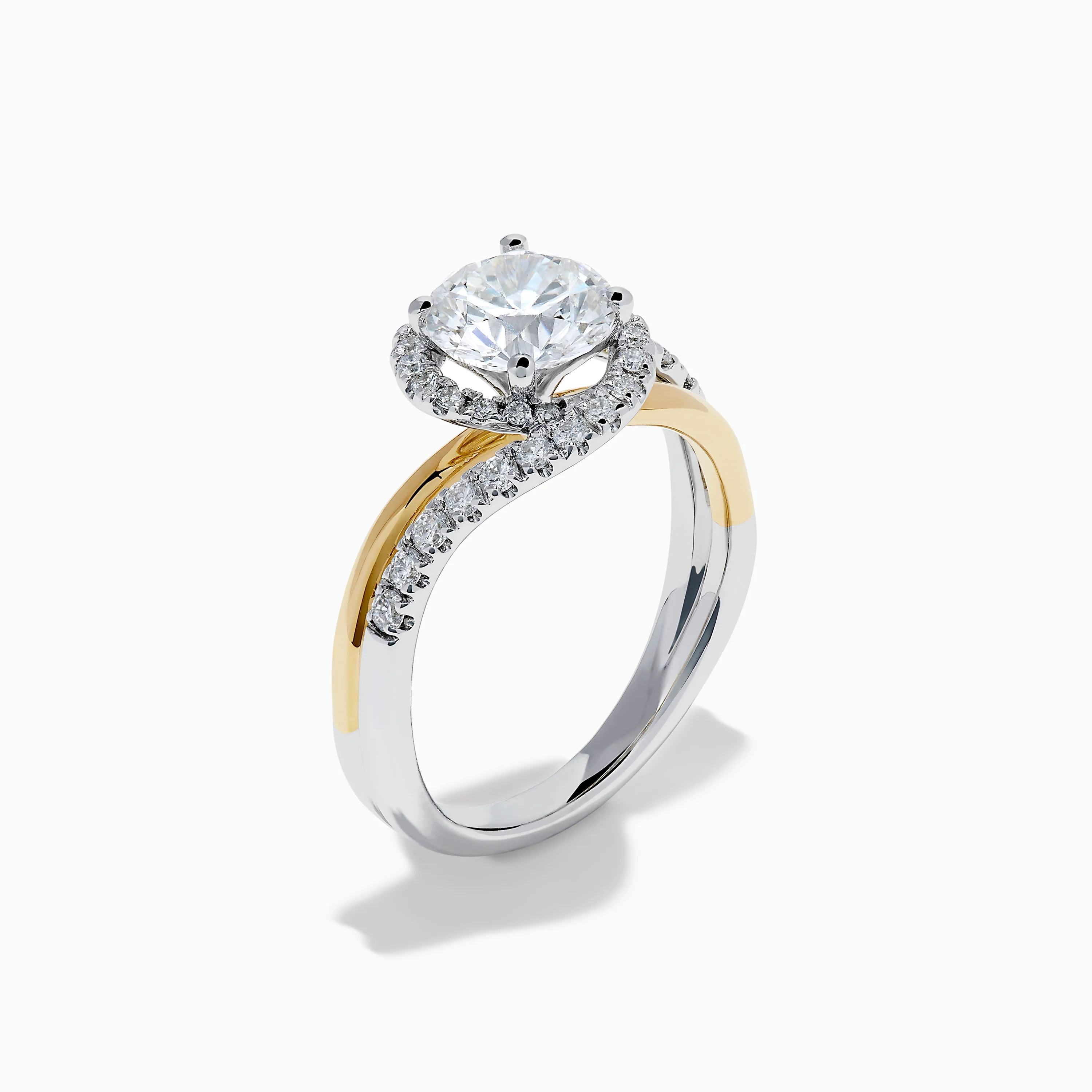 Lab Grown Diamond Swirl Halo Ring in 14K Two-Tone Gold - Image 4