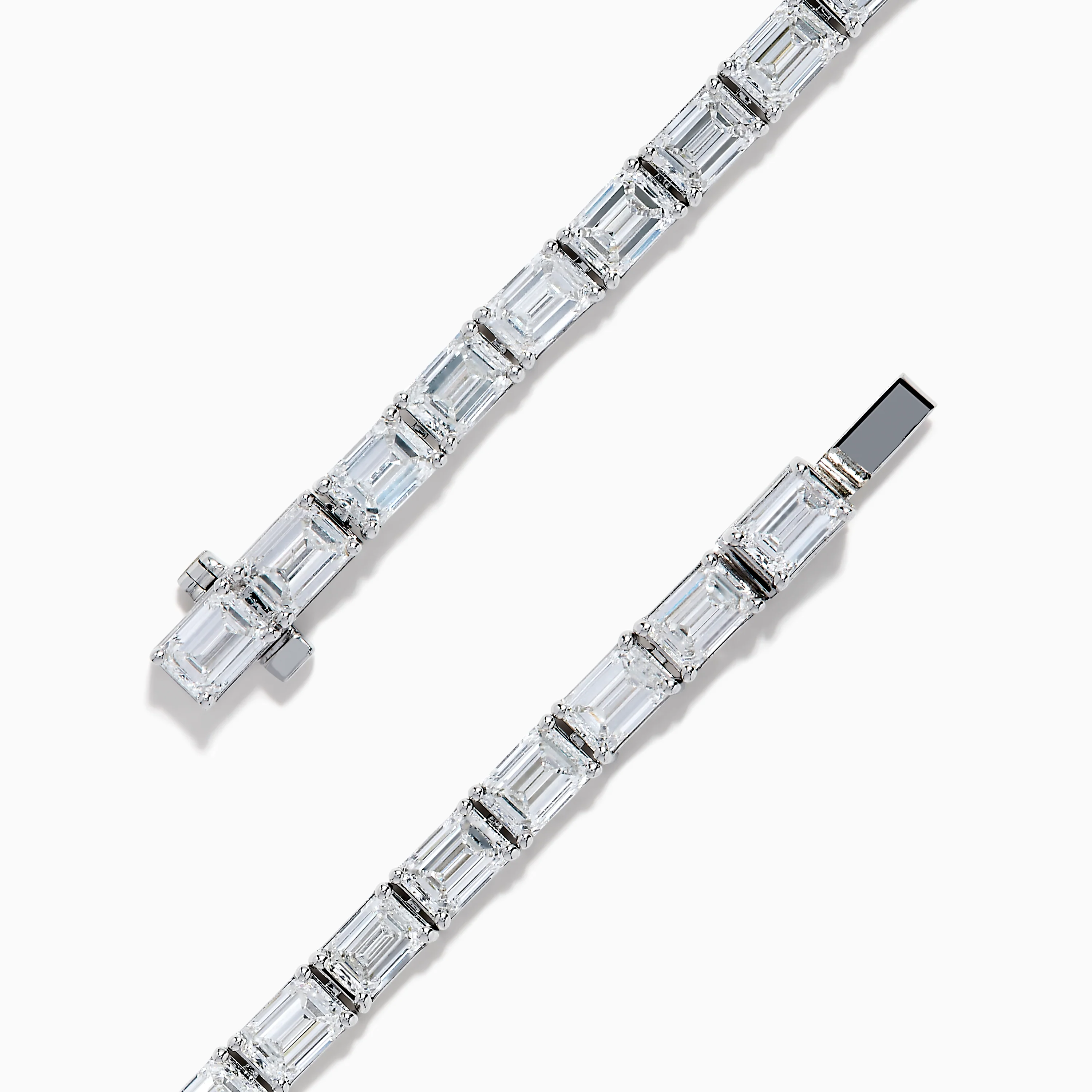 Lab Grown Emerald Cut Diamond 12.00ct Tennis Bracelet in 14K White Gold - Image 4