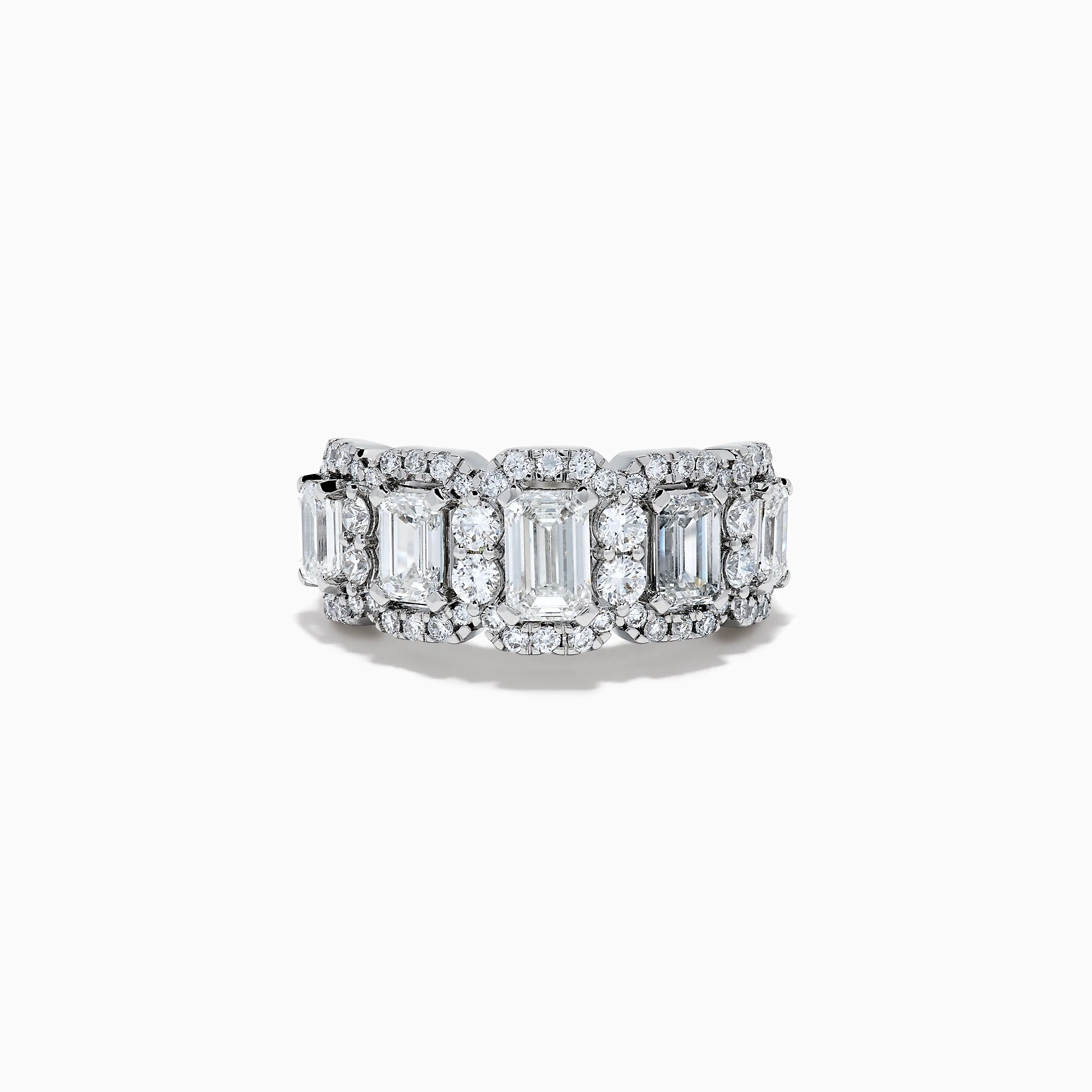Lab Grown Emerald Cut Diamond Halo Band in 14K White Gold