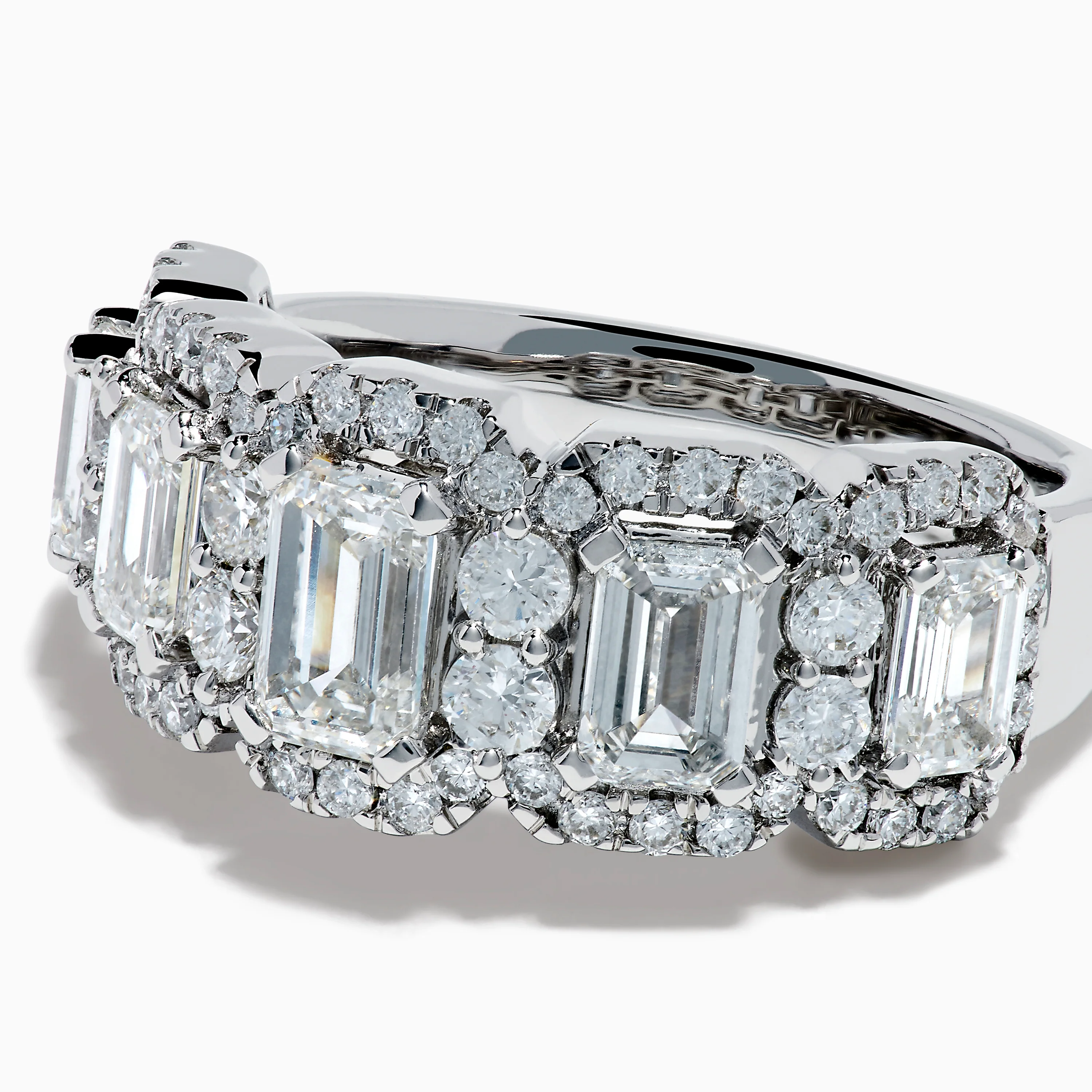Lab Grown Emerald Cut Diamond Halo Band in 14K White Gold - Image 2