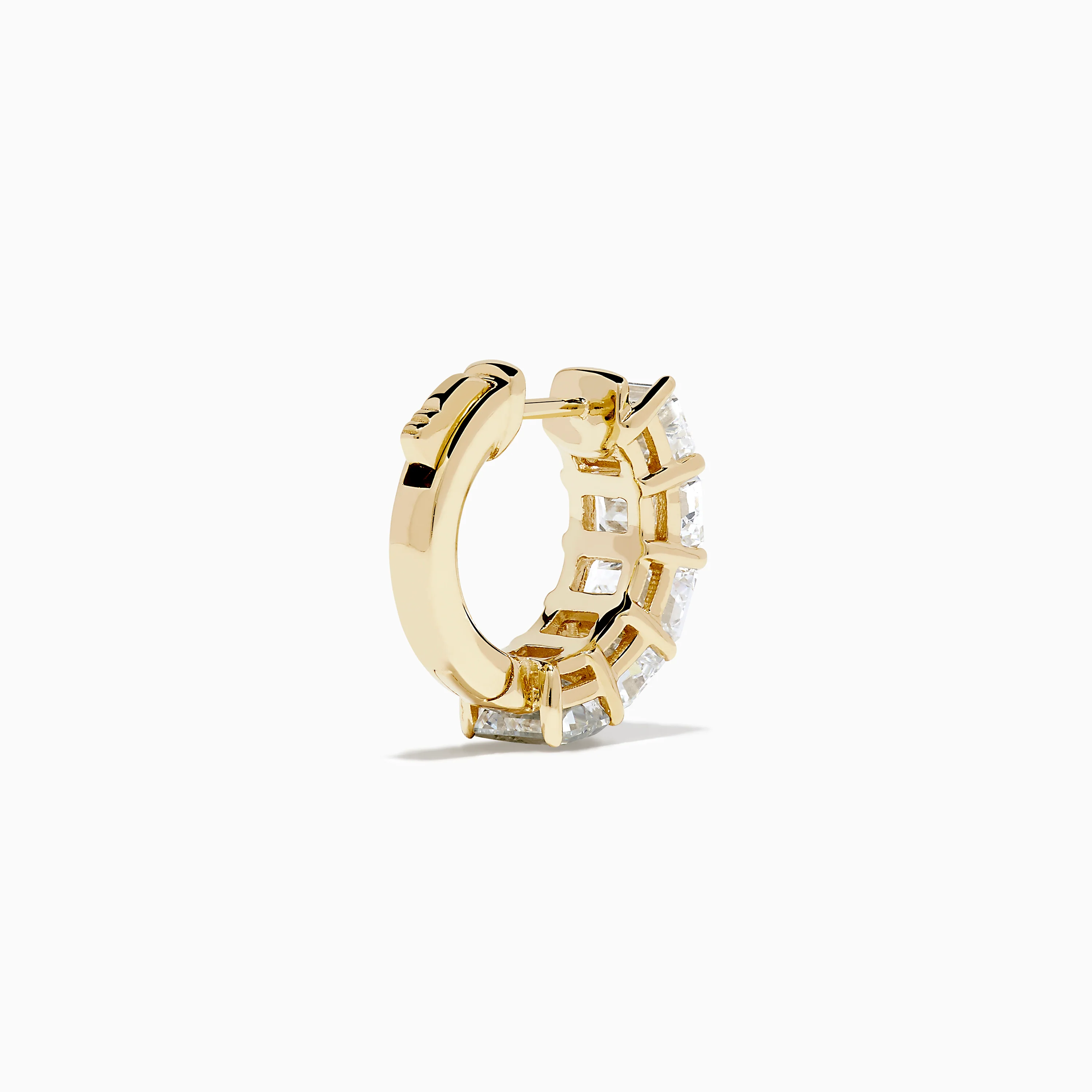 Lab Grown Emerald Cut Diamond Mini Hoop Earrings in 14K Yellow Gold - Image 4