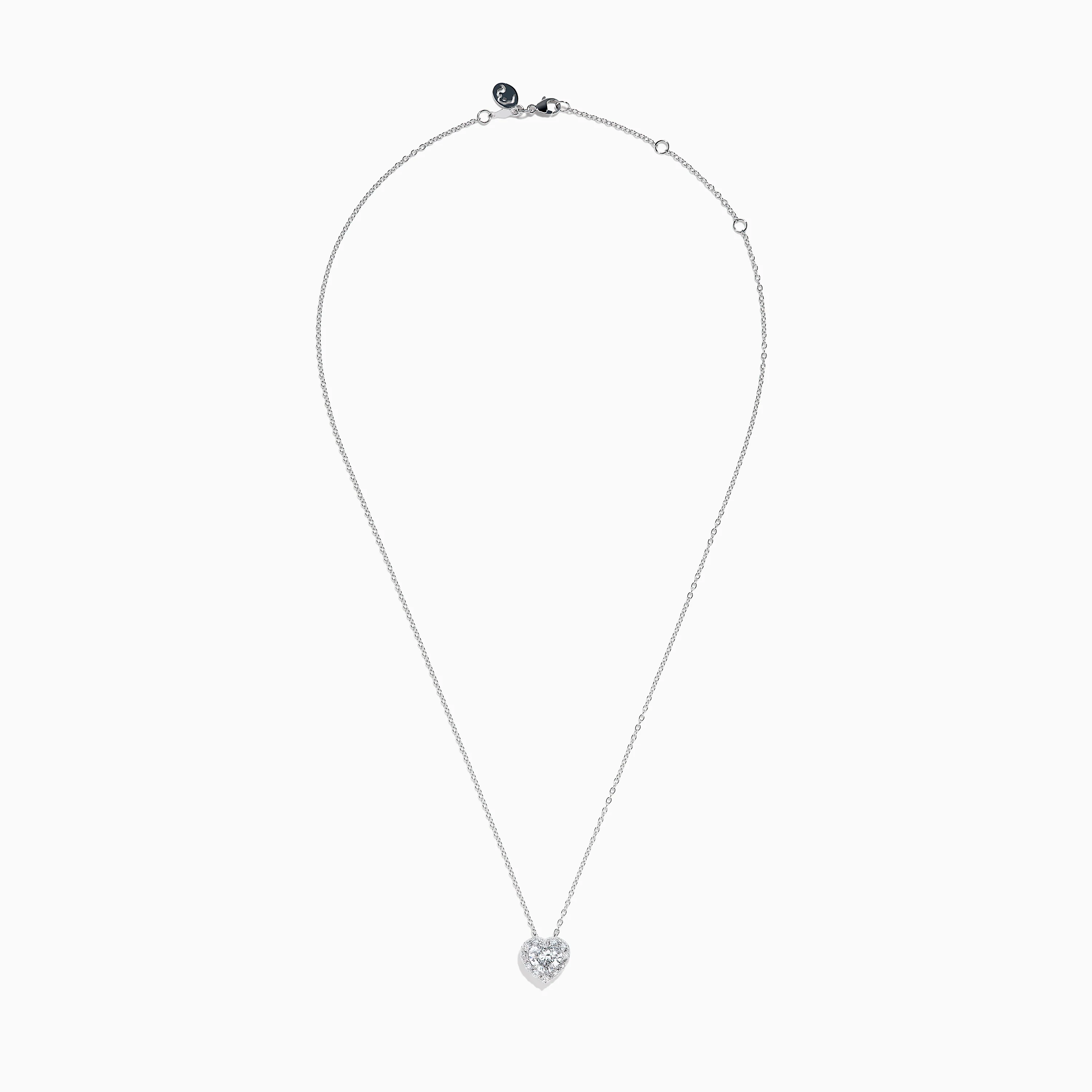 Lab Grown Heart and Round Diamond Halo Pendant in 14K White Gold - Image 3