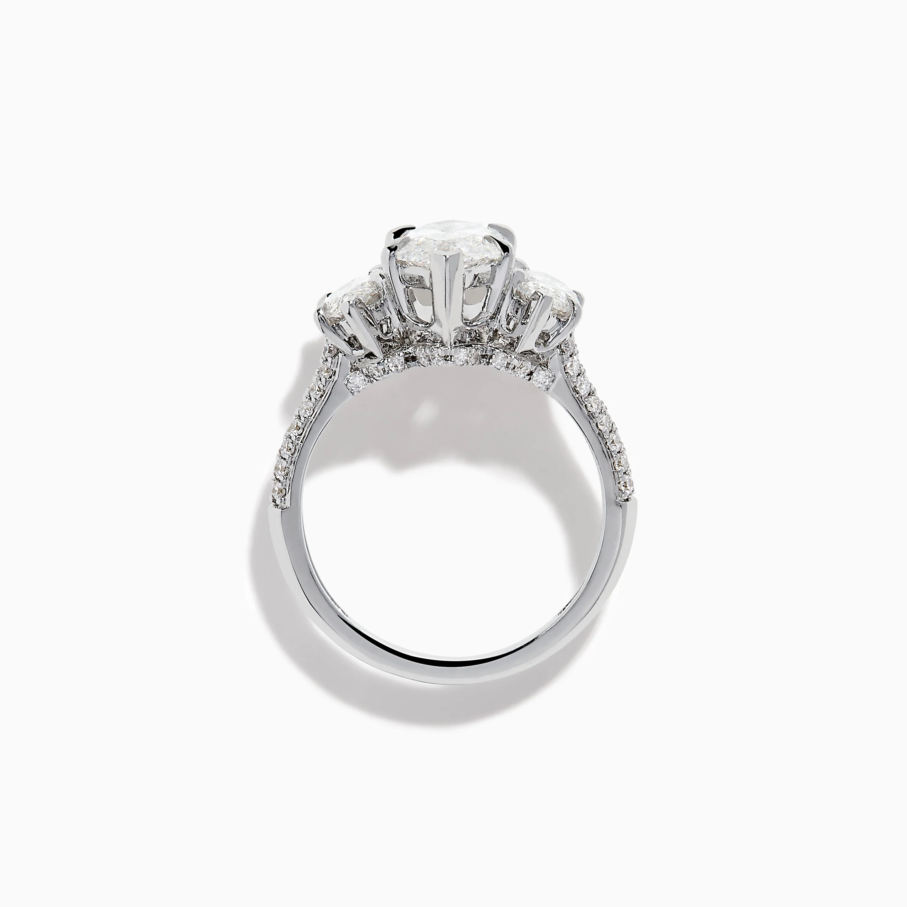 Lab Grown Marquise Diamond 3 Stone Ring in 14K White Gold - Image 3