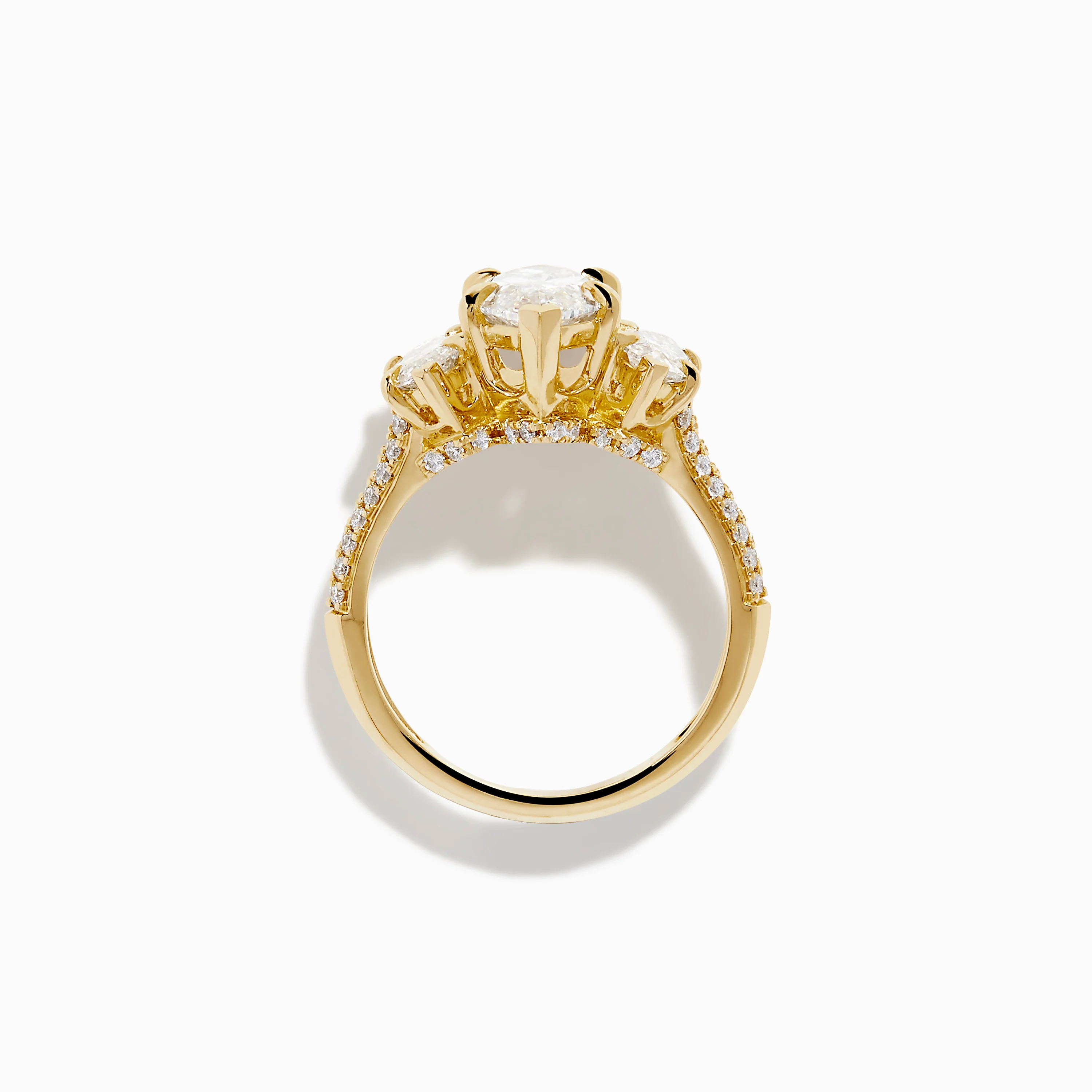 Lab Grown Marquise Diamond 3 Stone Ring in 14K Yellow Gold - Image 3