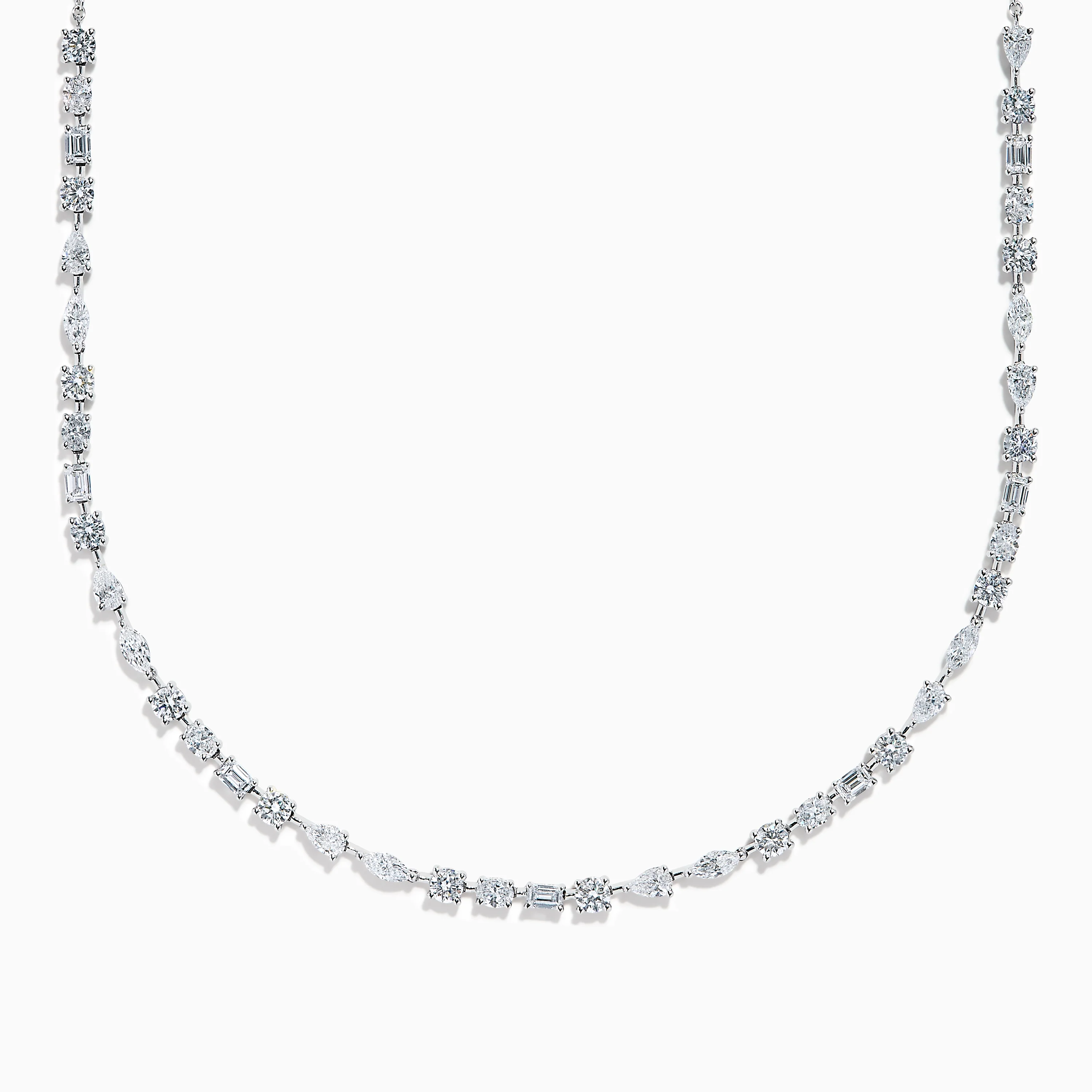 Lab Grown Multi Shape Diamond 7.25ct Tennis Necklace in 14K White Gold