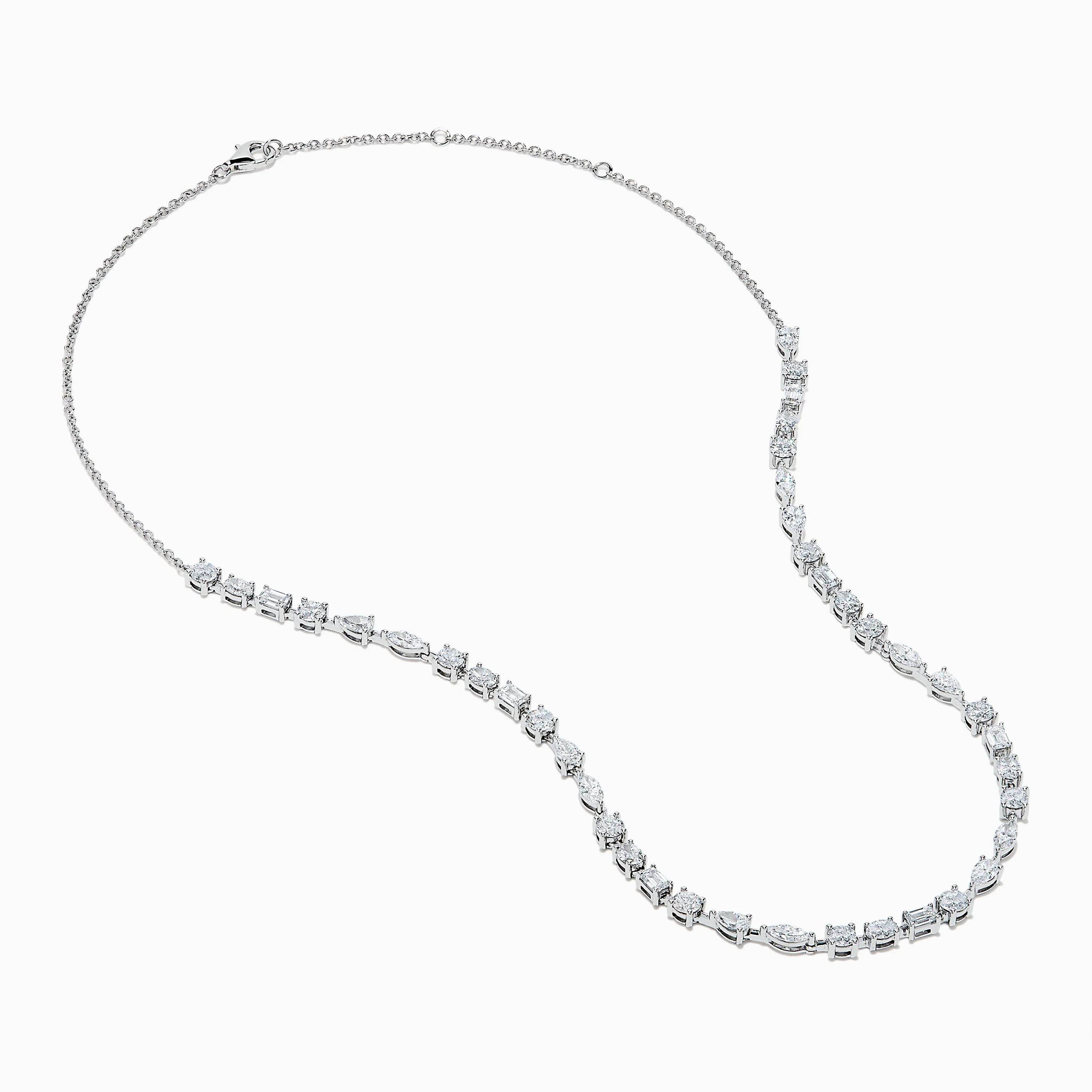Lab Grown Multi Shape Diamond 7.25ct Tennis Necklace in 14K White Gold - Image 2