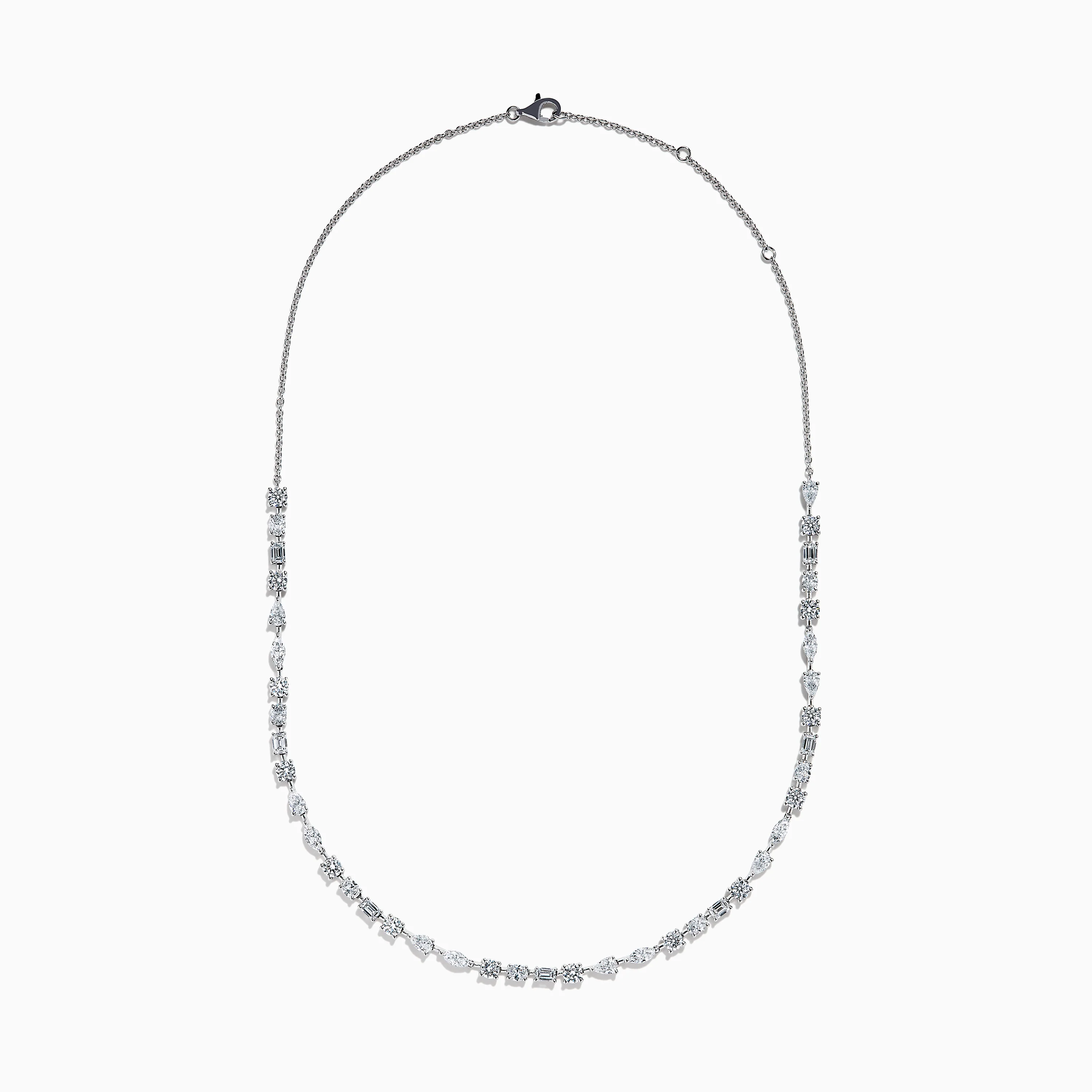 Lab Grown Multi Shape Diamond 7.25ct Tennis Necklace in 14K White Gold - Image 3