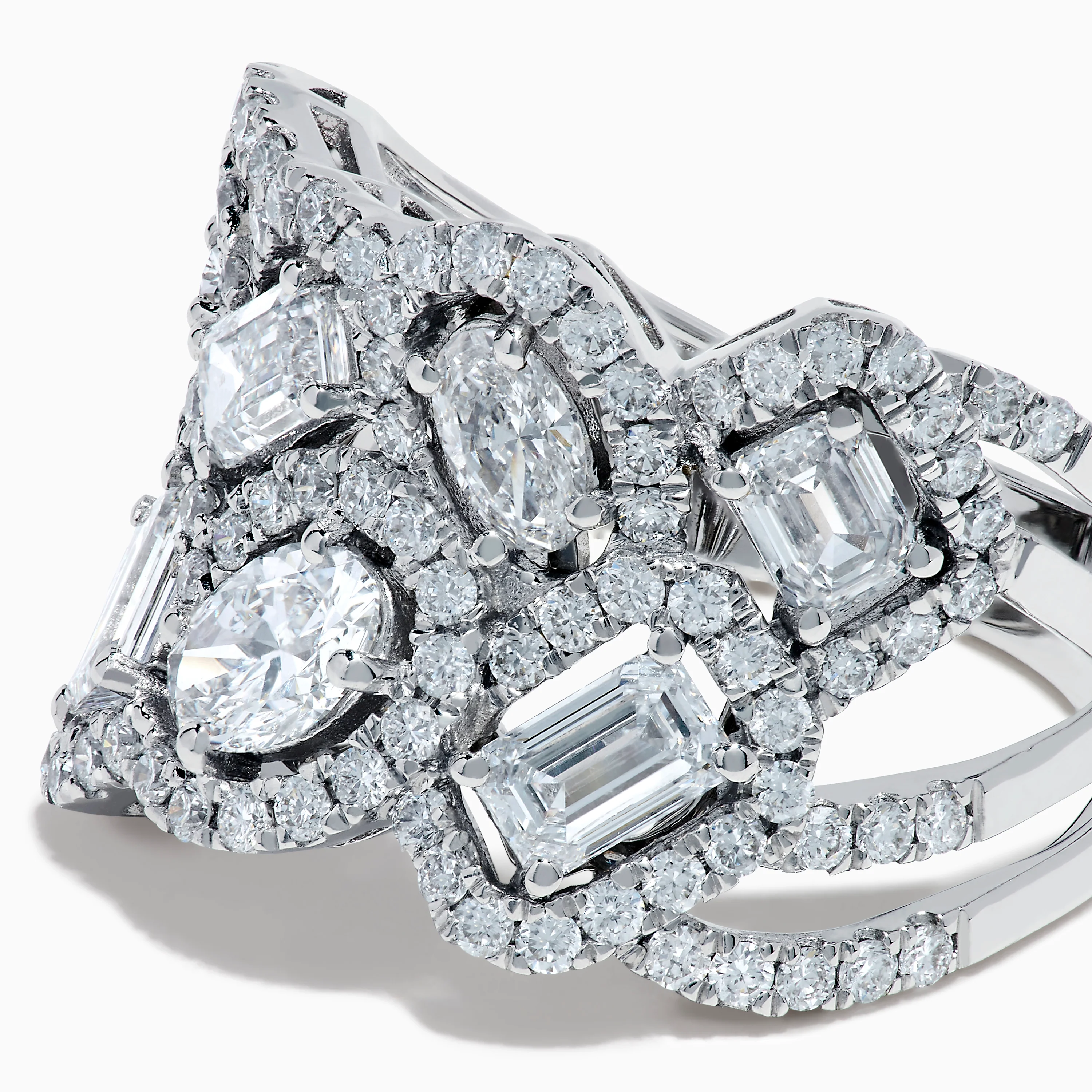 Lab Grown Multi Shape Diamond Wide Ring in 14K White Gold - Image 2