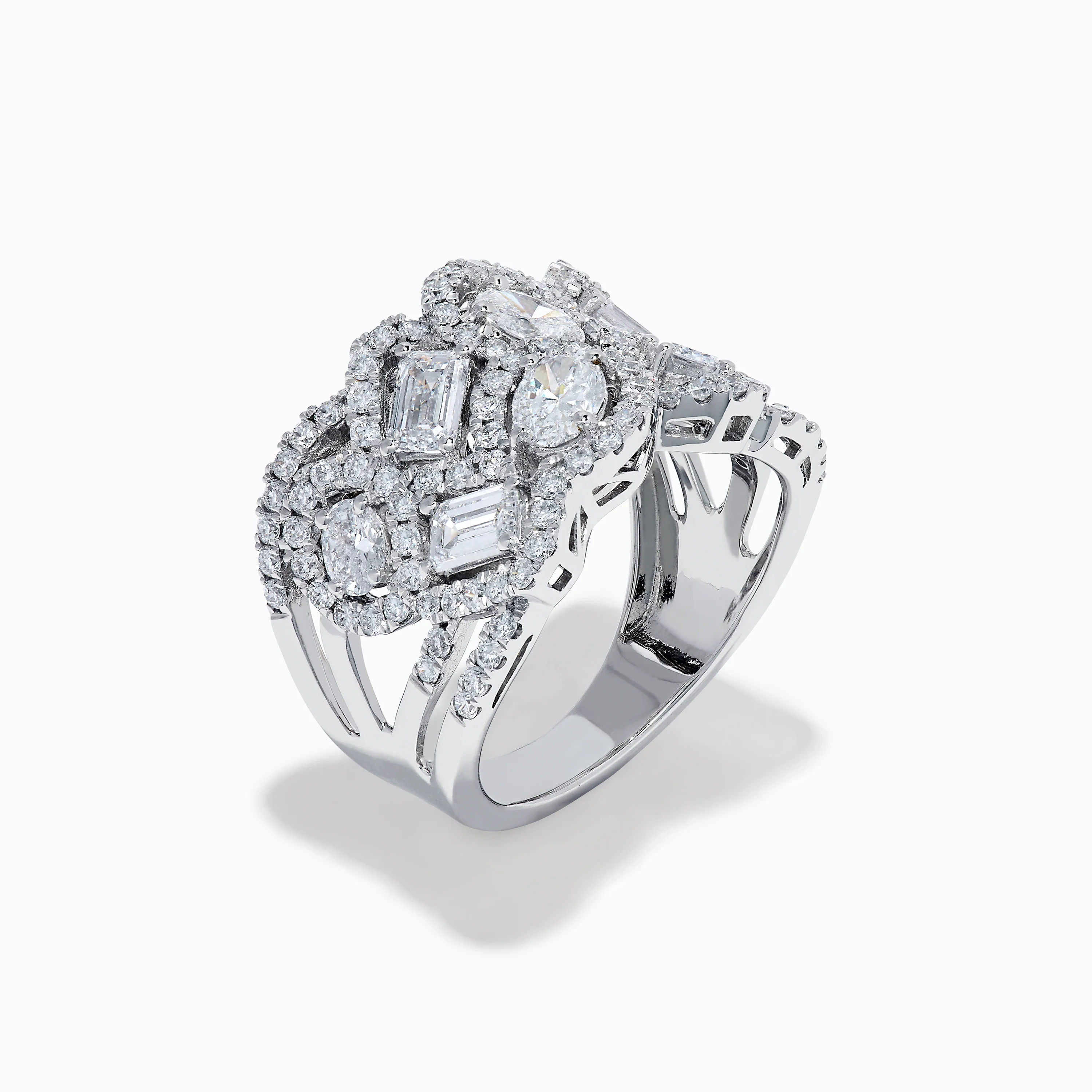 Lab Grown Multi Shape Diamond Wide Ring in 14K White Gold - Image 4