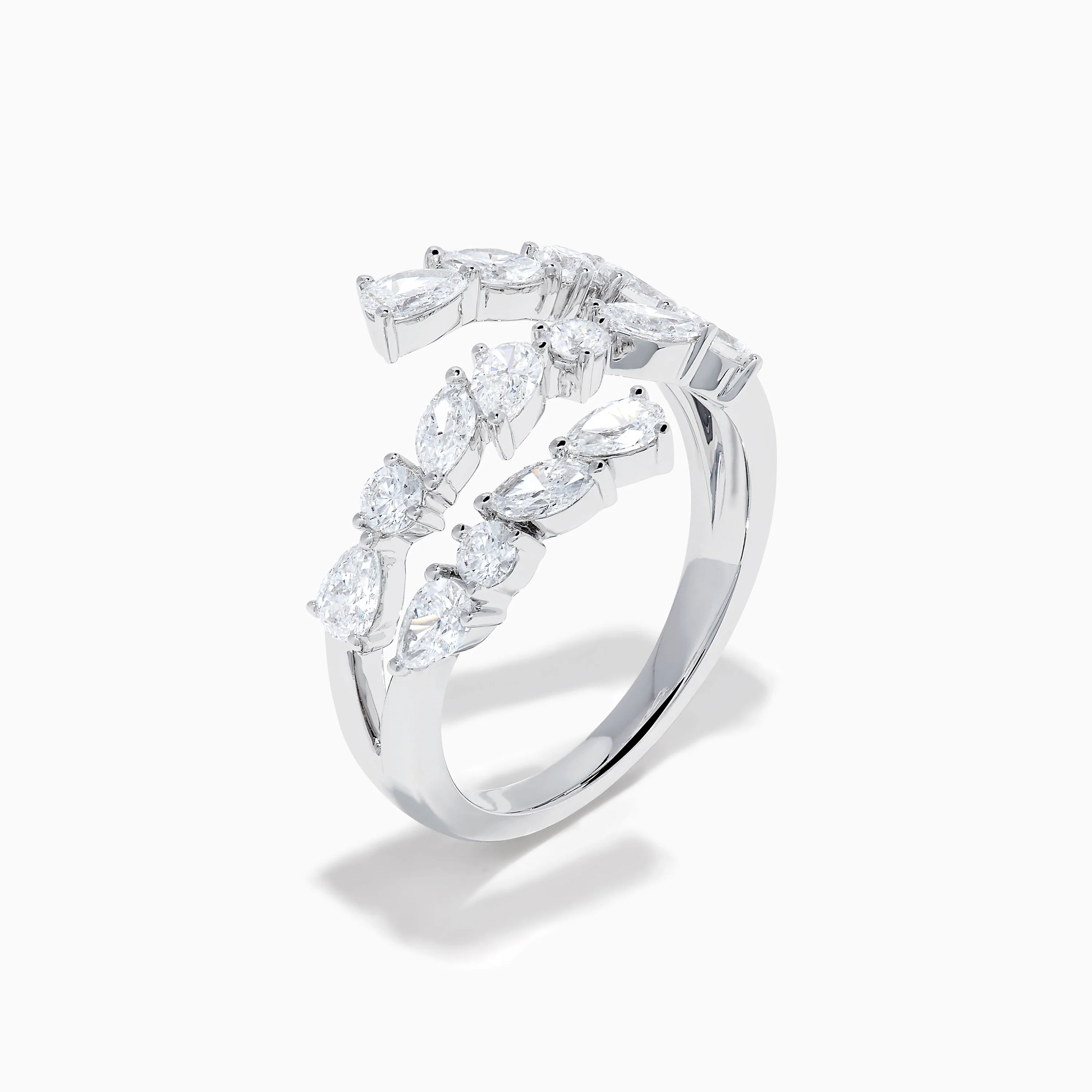 Lab Grown Multi Shaped Diamond 1.23ct Wrap Ring in 14K White Gold - Image 4