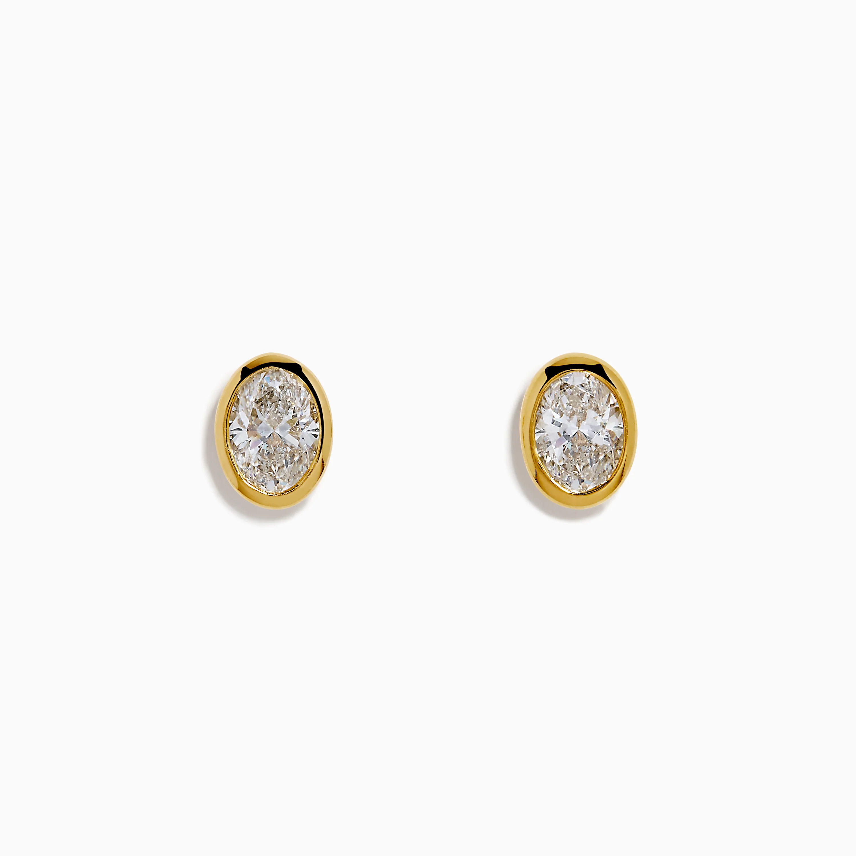 Lab Grown Oval Diamond 2.50ct Bezel Stud Earrings 14K Yellow Gold