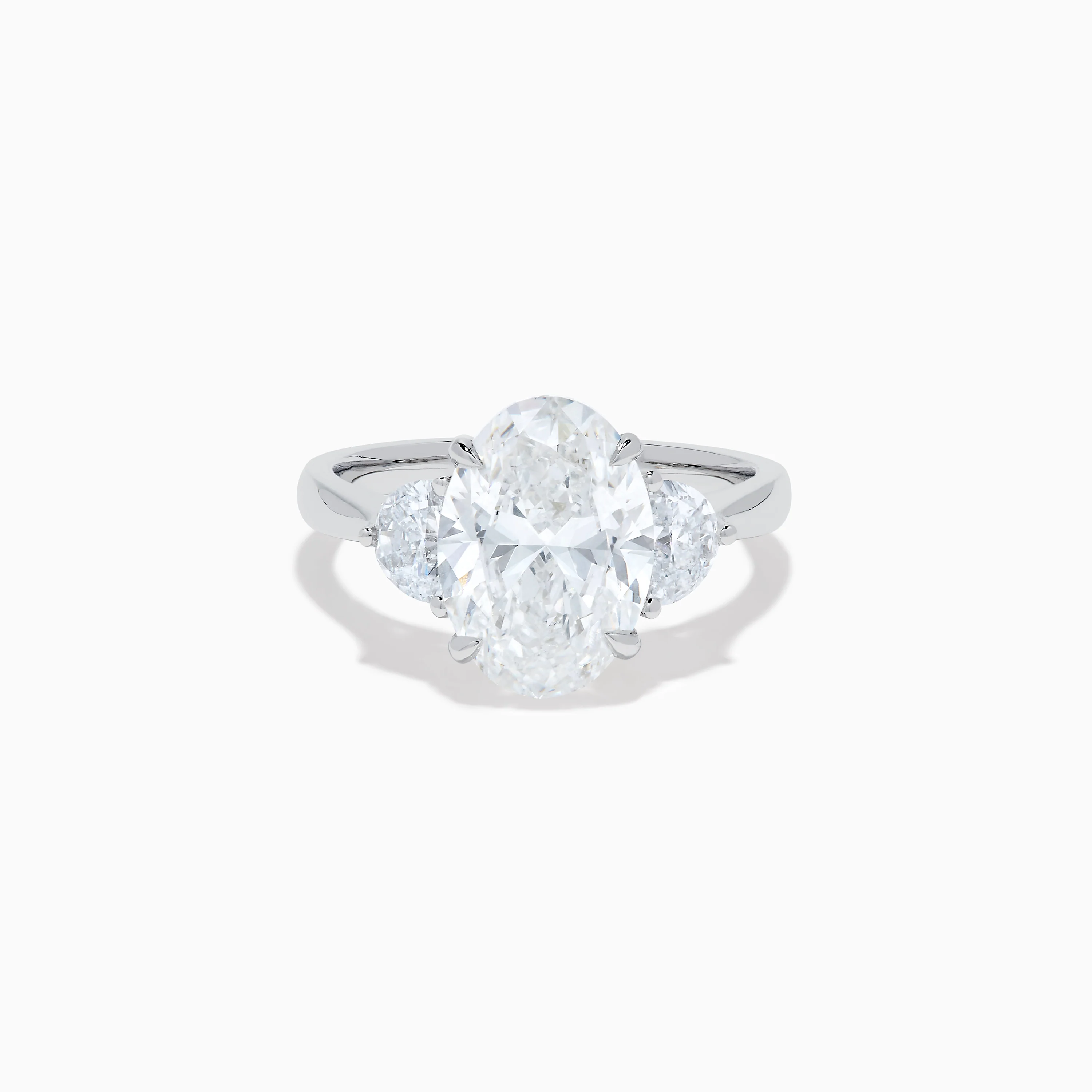 Lab Grown Oval Diamond 3 Stone Ring in 14K White Gold